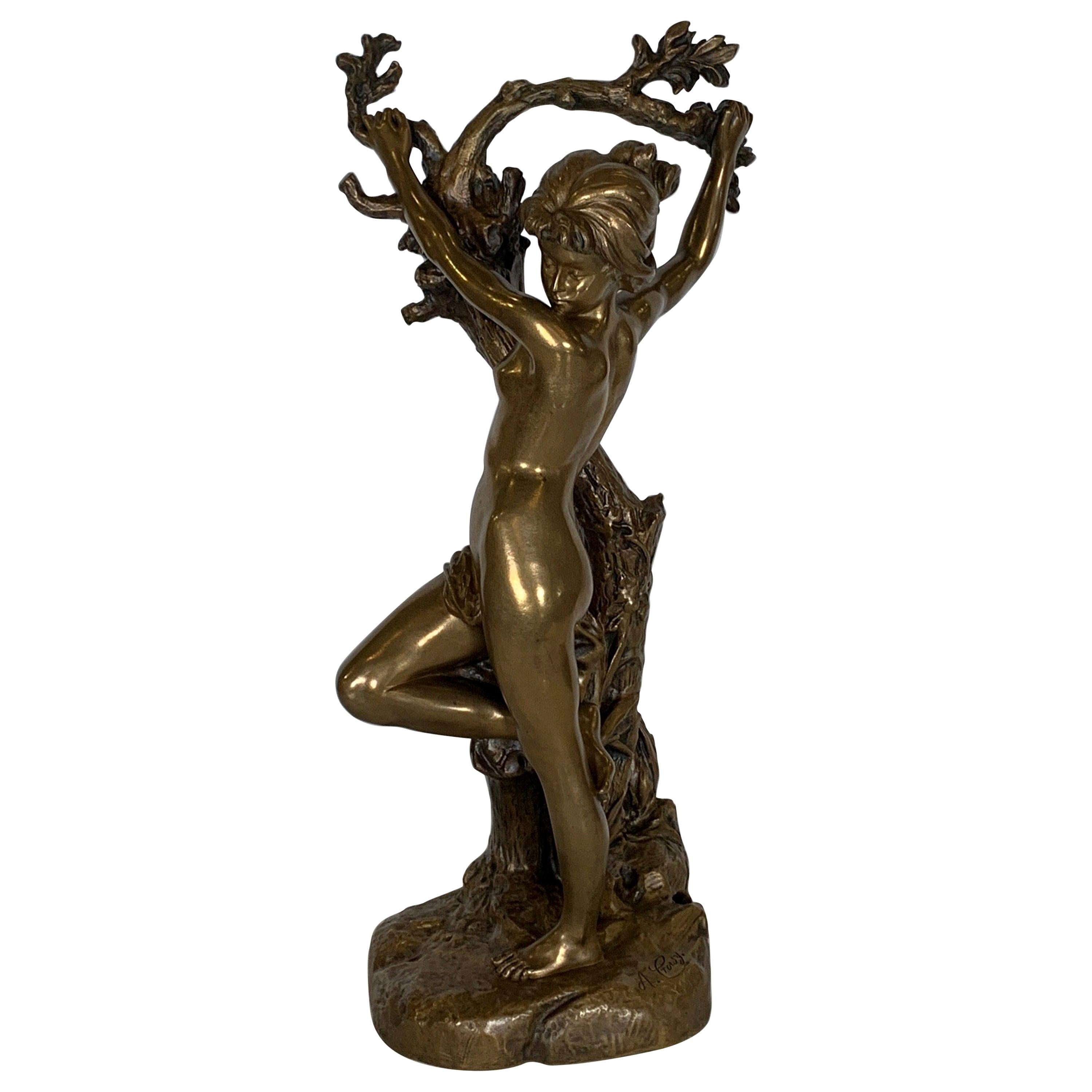 Antique French Bronze Art Nouveau Nude Sculpture