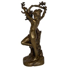 Antique French Bronze Art Nouveau Nude Sculpture