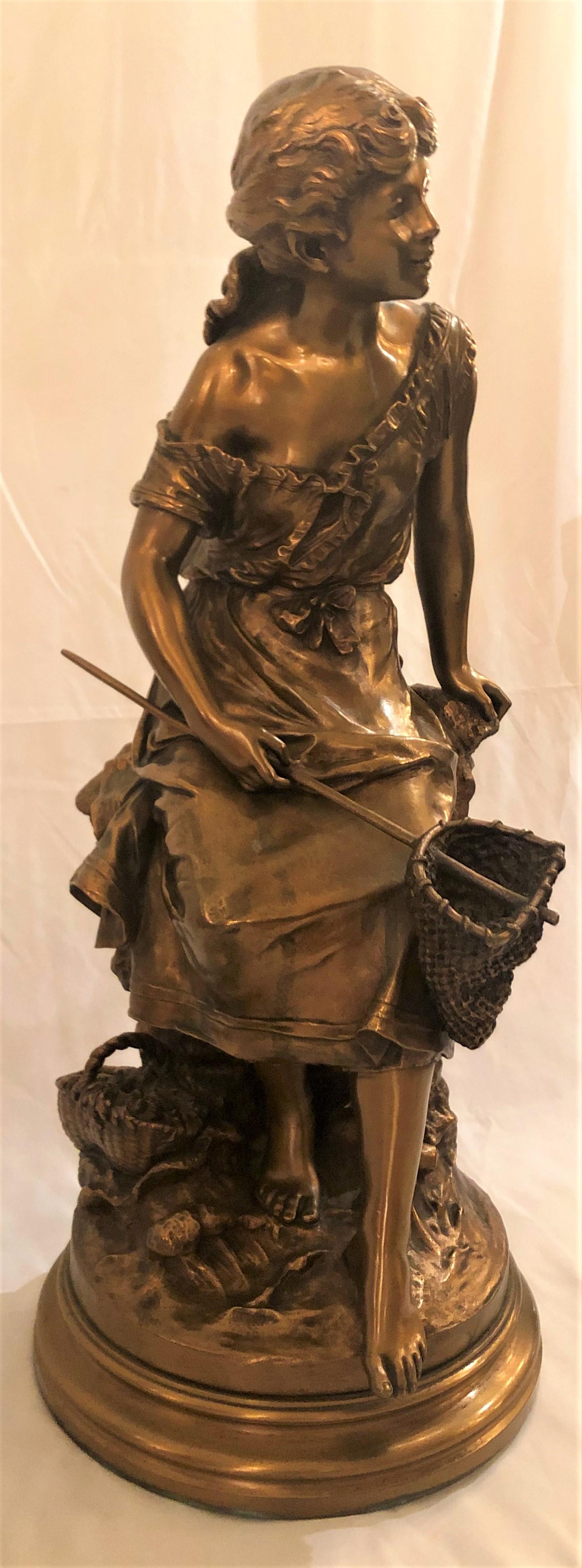 Antique French Bronze Auguste Moreau Statue, circa 1900 In Good Condition In New Orleans, LA