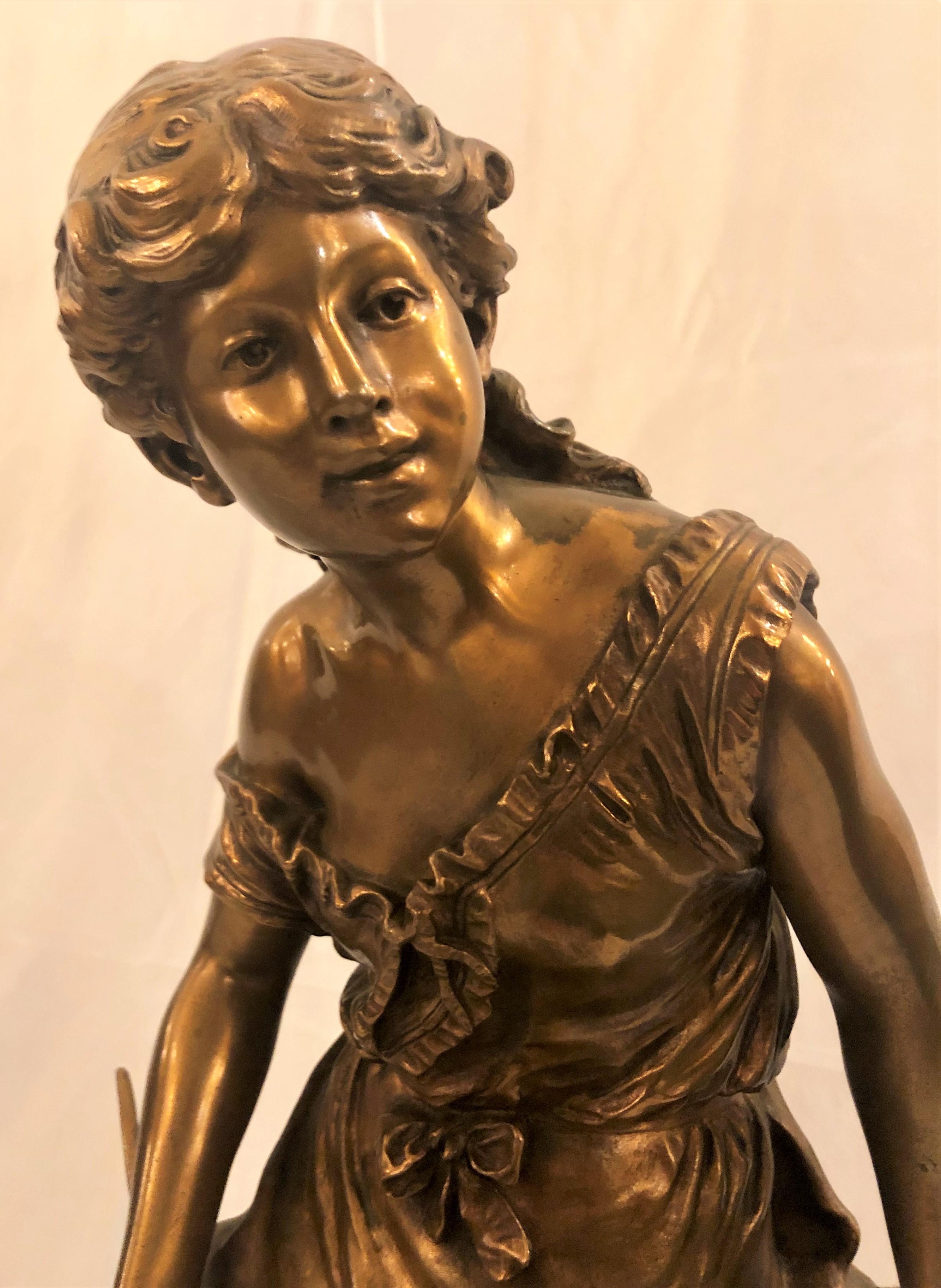 20th Century Antique French Bronze Auguste Moreau Statue, circa 1900