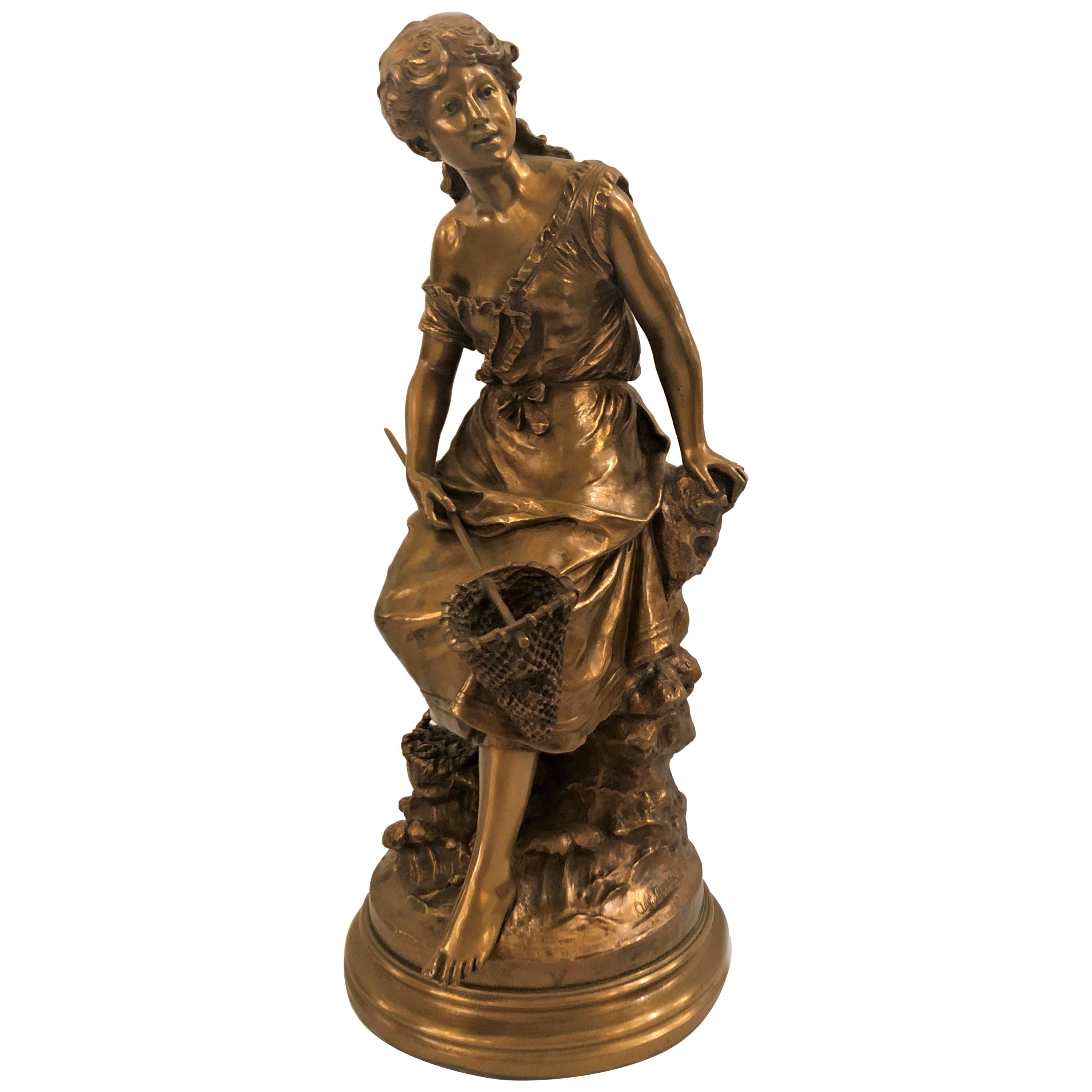 Antique French Bronze Auguste Moreau Statue, circa 1900
