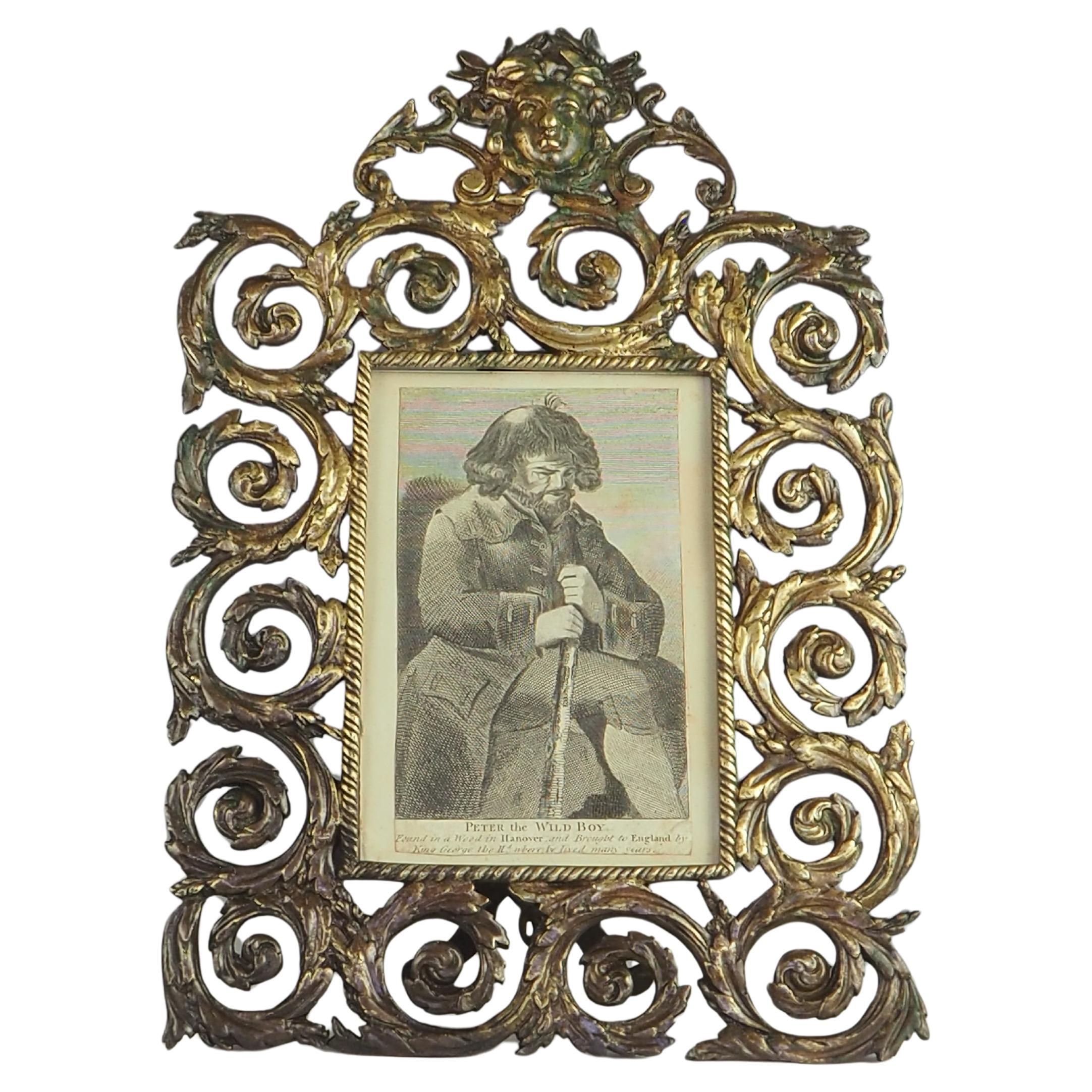 Marco de Fotos Antiguo Barroco Francés de Bronce (Estampado)