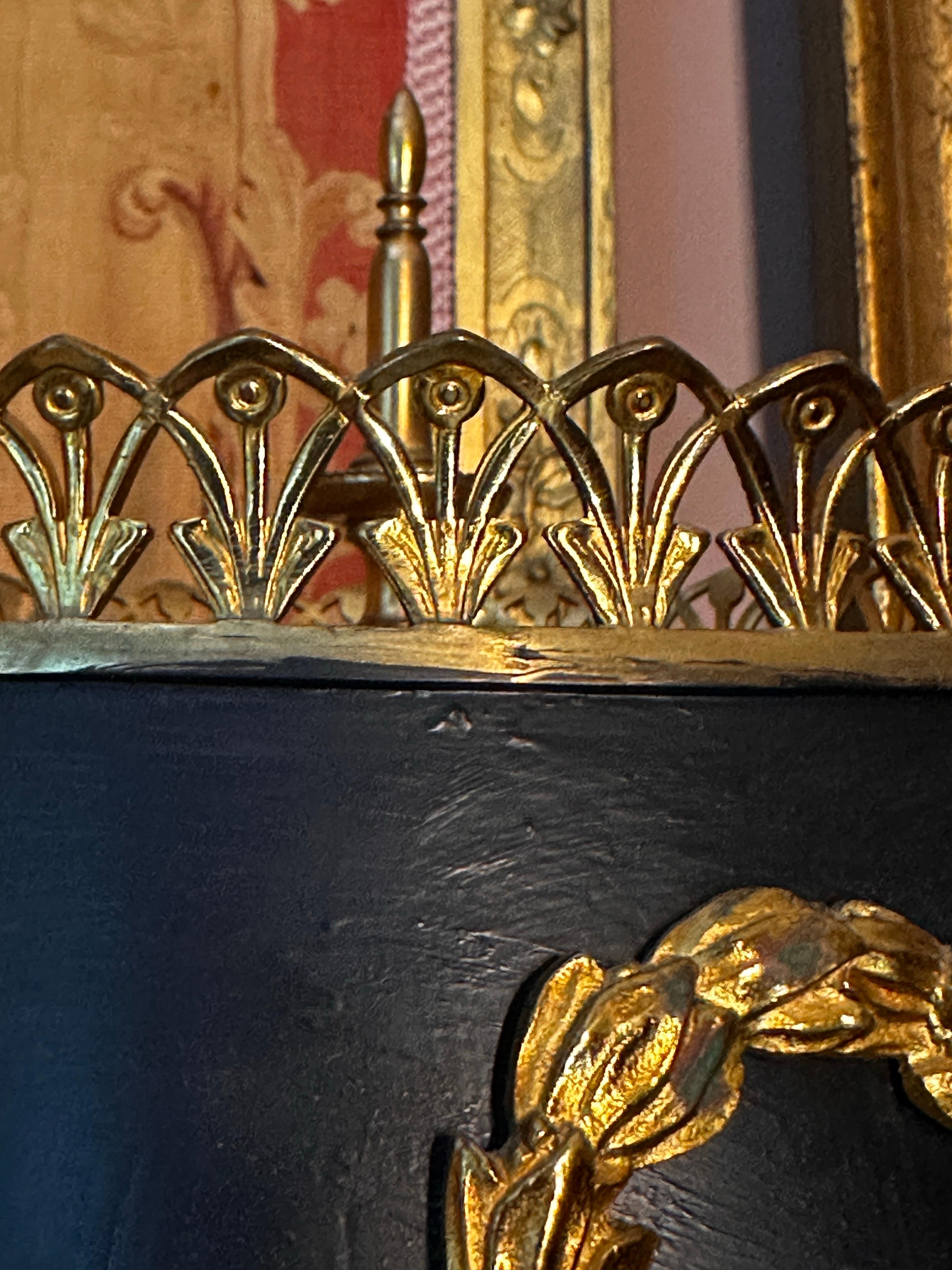 Antique French Bronze bouillote lamp with Tole shade For Sale 5