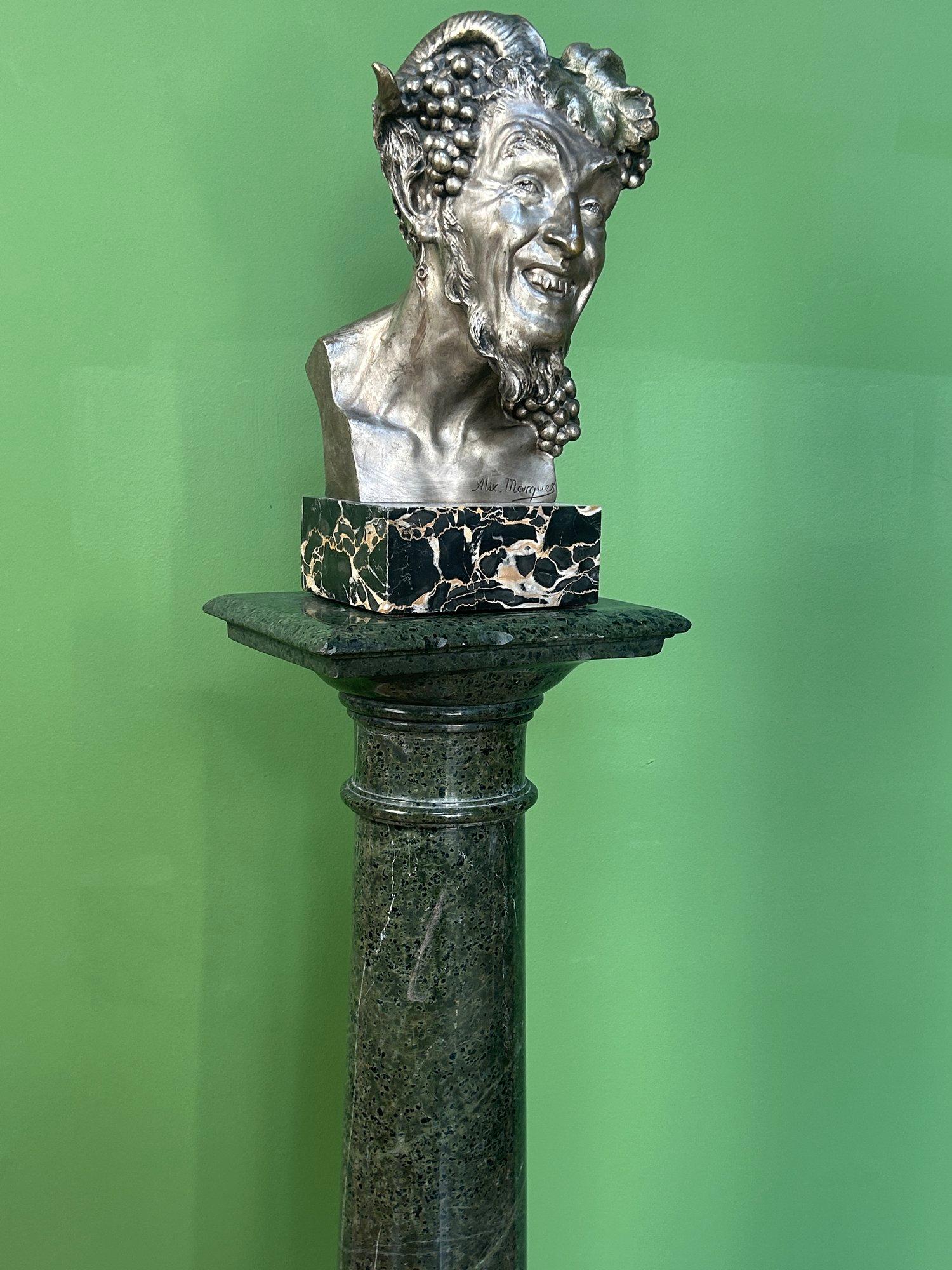 Antique French Escultura de busto de bronce de un sátiro / fauno de Alix Marquet - 1914 en venta 3