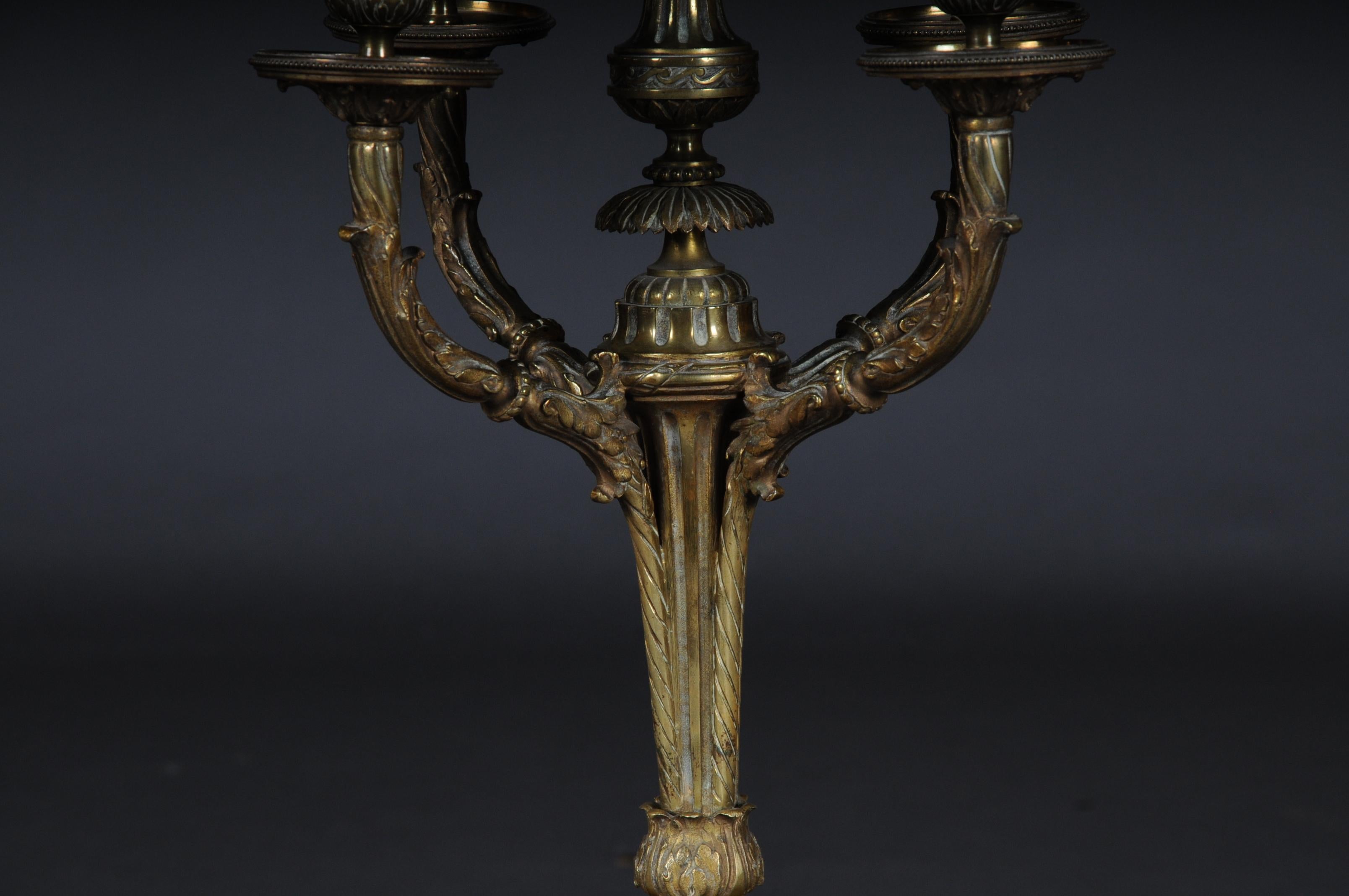 Bronzo Antique French Bronze Candelabra / Candelabro Louis Seize XVI in vendita