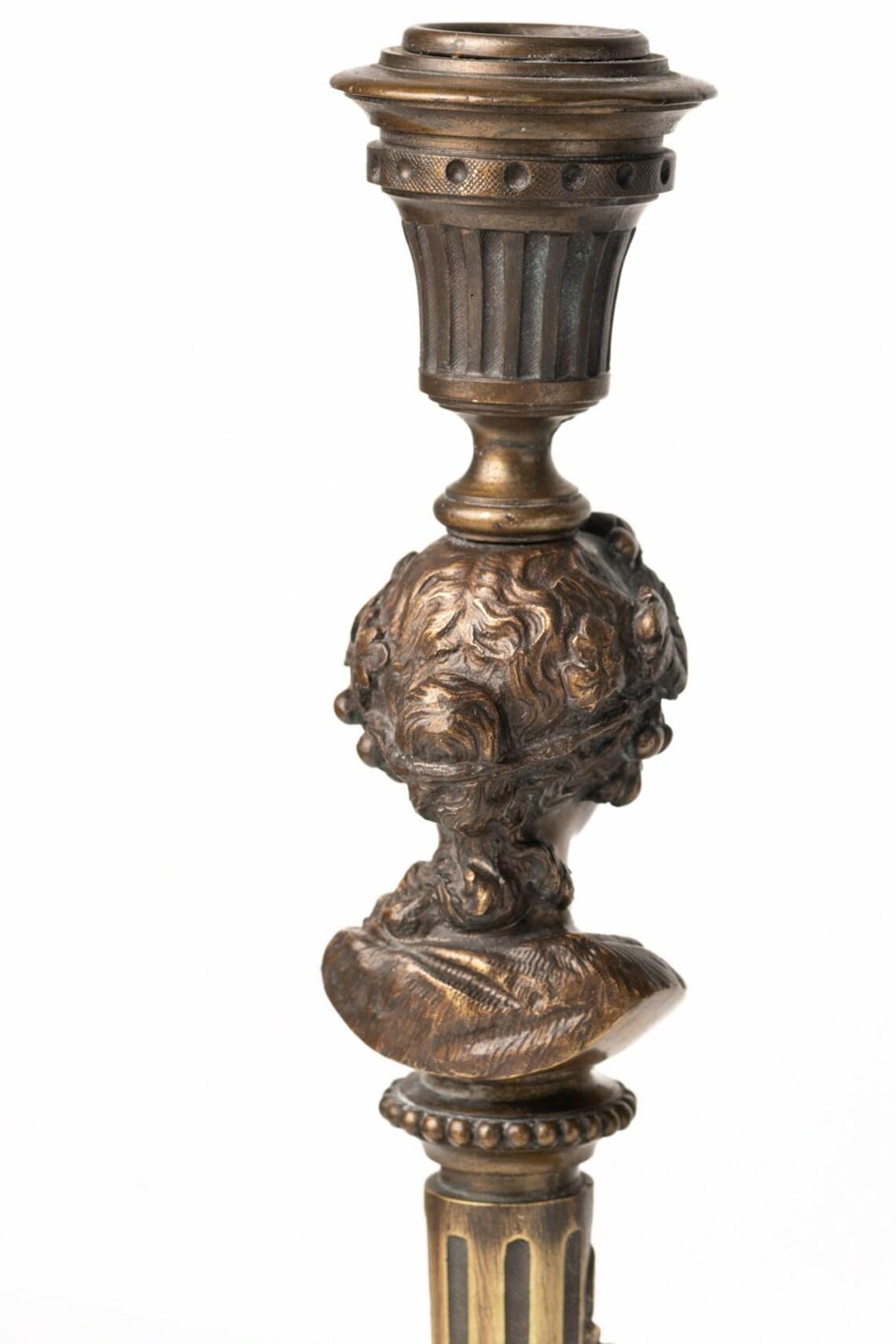 Antique French Bronze Candleholders 1