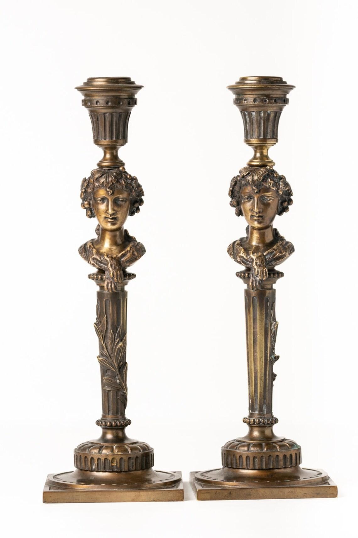 Antique French Bronze Candleholders 2