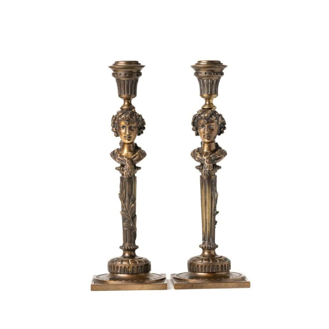 Antique French Bronze Candleholders 5