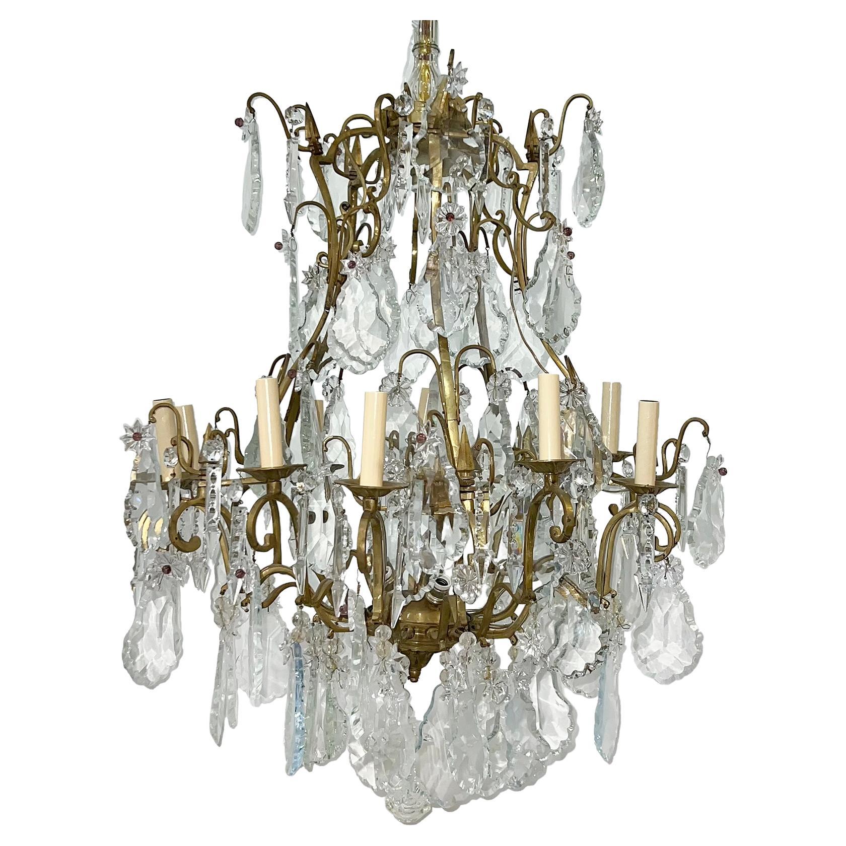 Antique French Bronze Chandelier For Sale
