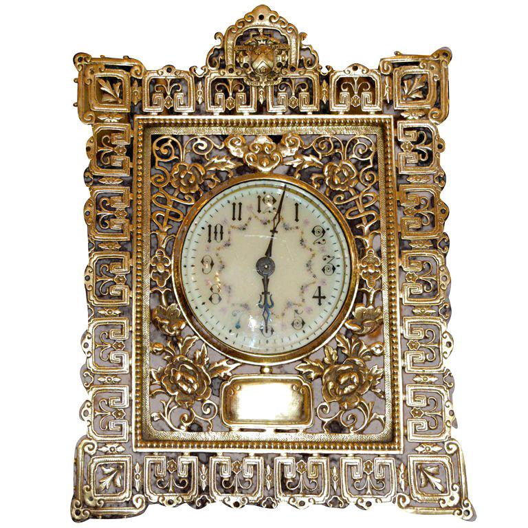 French Art Deco Clock with Lapis For Sale at 1stDibs