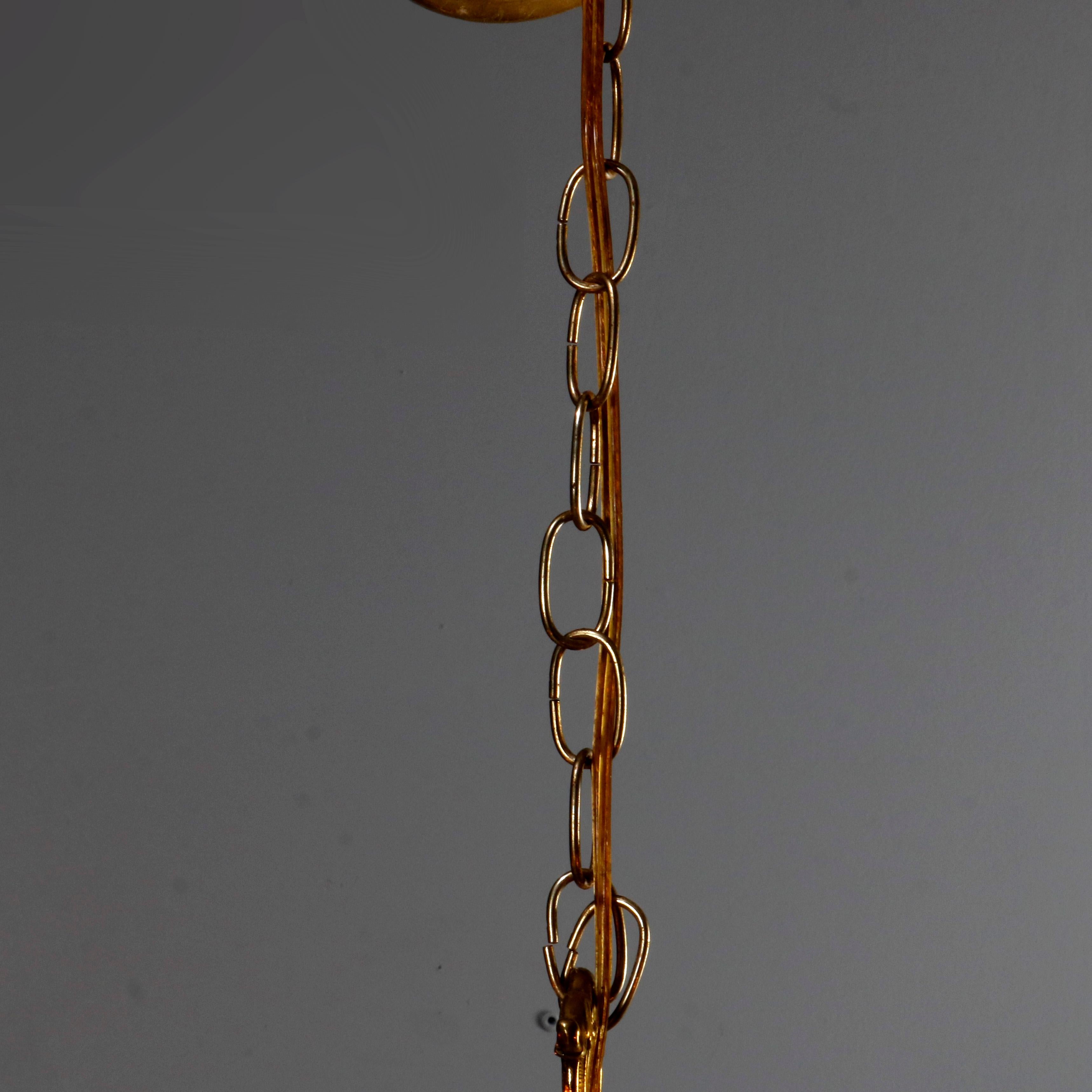 Antique French Bronze & Crystal 6-Light Chandelier, circa 1930 8