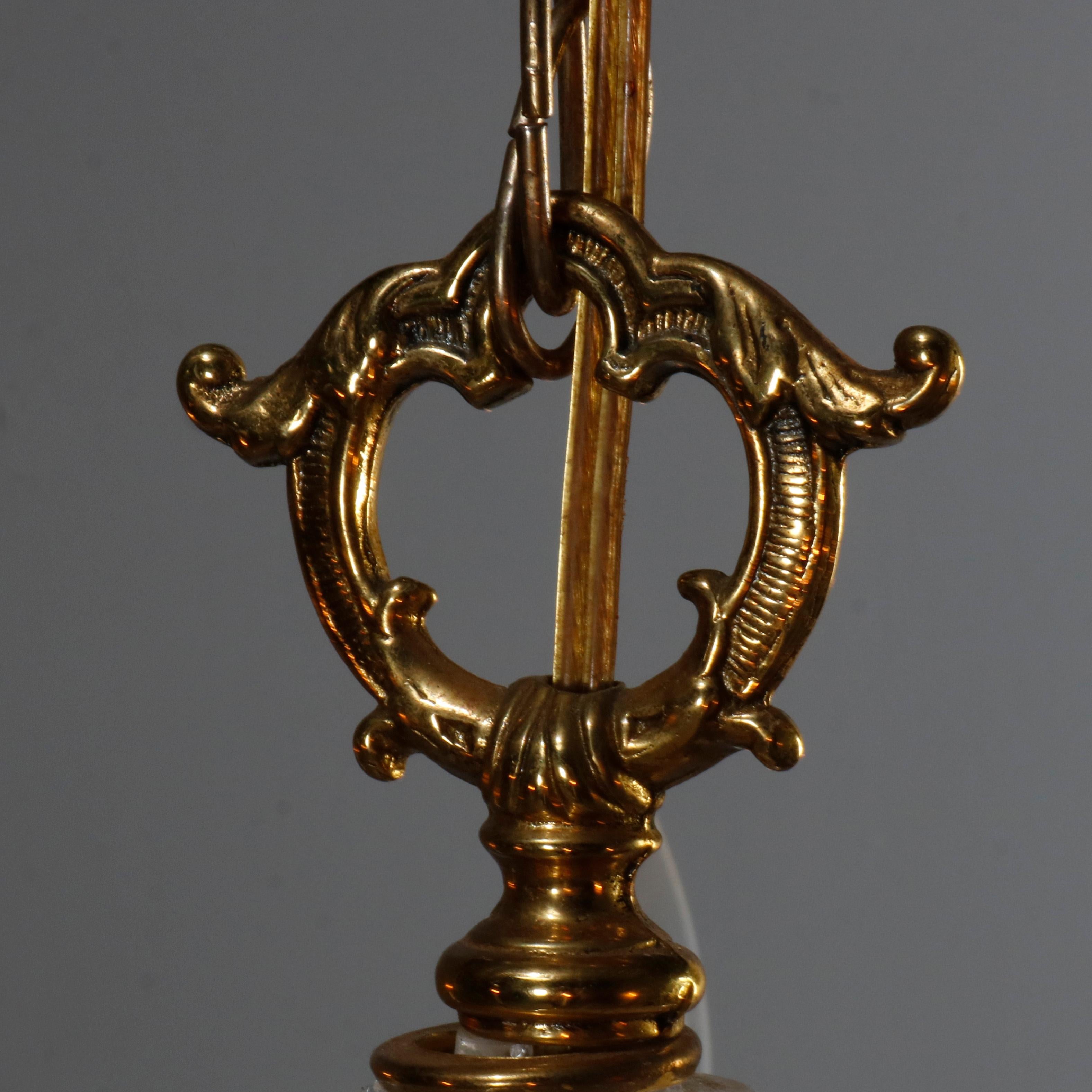 Antique French Bronze & Crystal 6-Light Chandelier, circa 1930 9