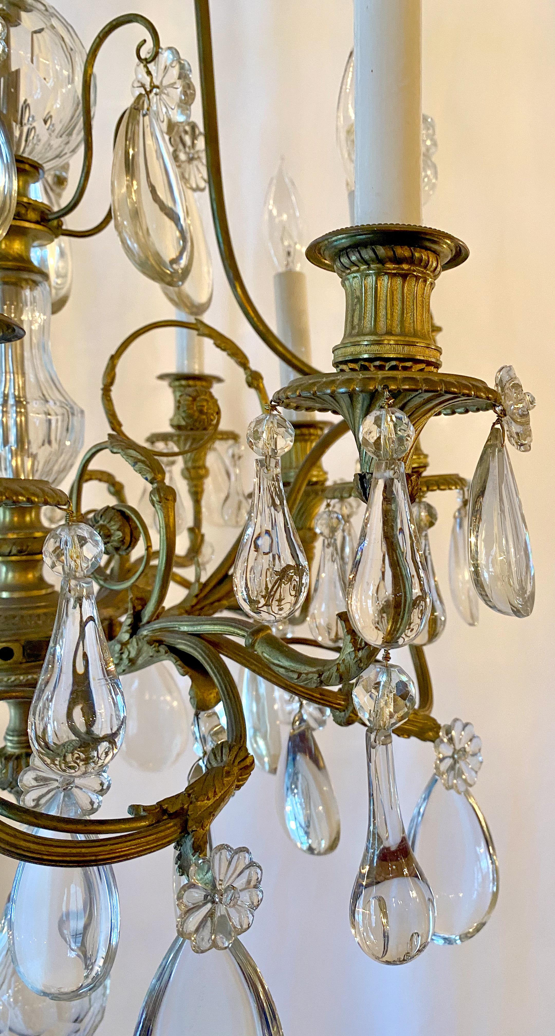 Antique French Bronze Crystal Chandelier, circa 1880-1890 For Sale 4