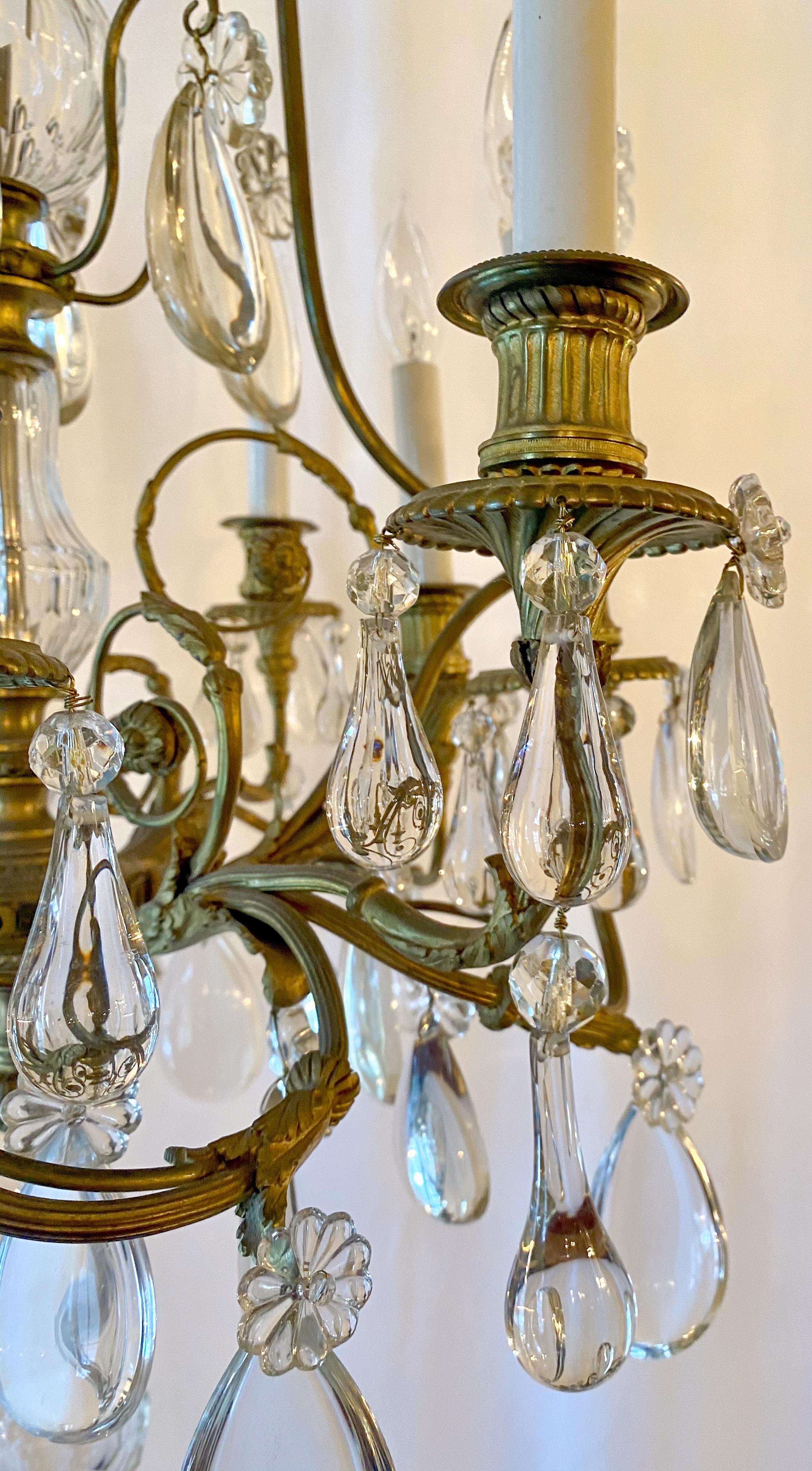 Antique French Bronze Crystal Chandelier, circa 1880-1890 For Sale 5