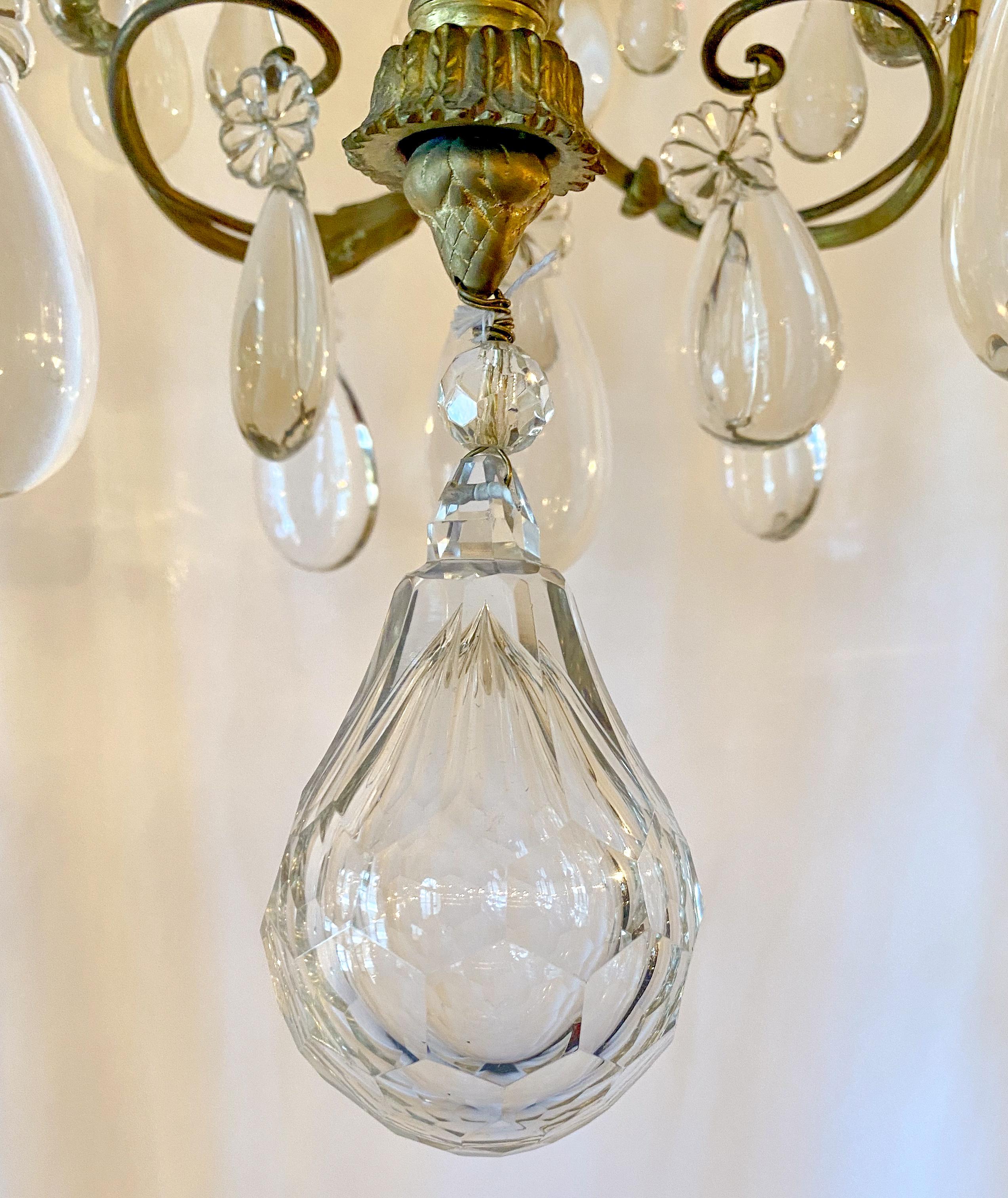 Antique French Bronze Crystal Chandelier, circa 1880-1890 For Sale 7