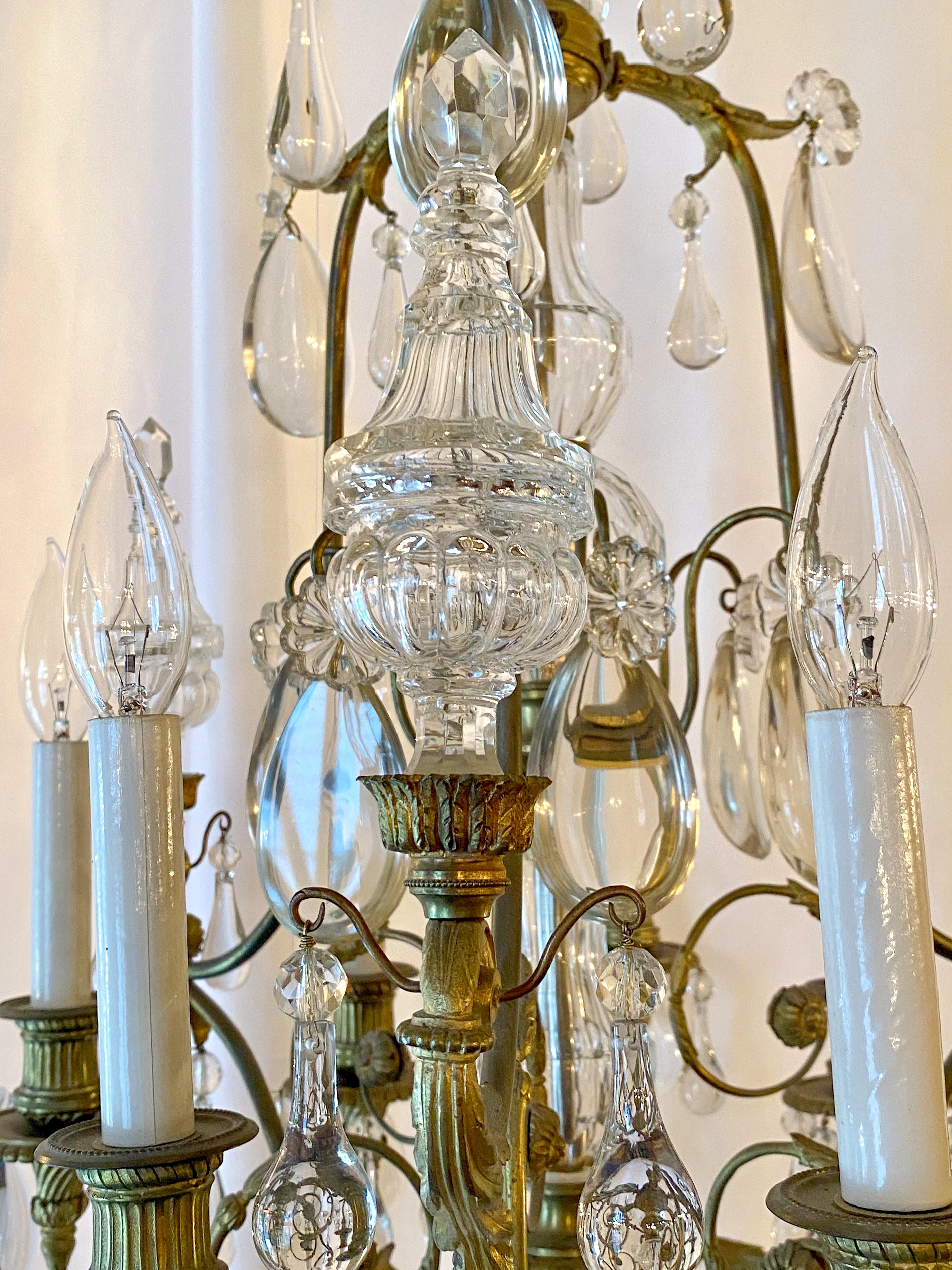 Antique French Bronze Crystal Chandelier, circa 1880-1890 For Sale 2