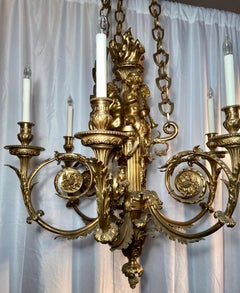 Antique French Bronze D' Ore Chandelier, Versailles Palace Model, Circa 1820's