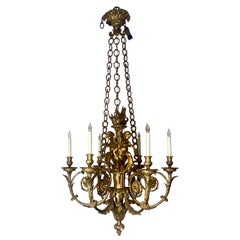 Antico lampadario francese in bronzo D' Ore, modello Palazzo di Versailles, circa anni 1820