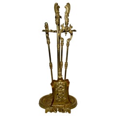 Antique French Bronze D
 Ore Fire Tools and Stand, circa 1890
s