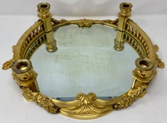 Meseta de Bronce D' Mineral con Candeleros, Circa 1880