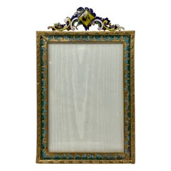 Antique French Bronze D' Ore Picture Frame con smalto policromo, Circa 1890