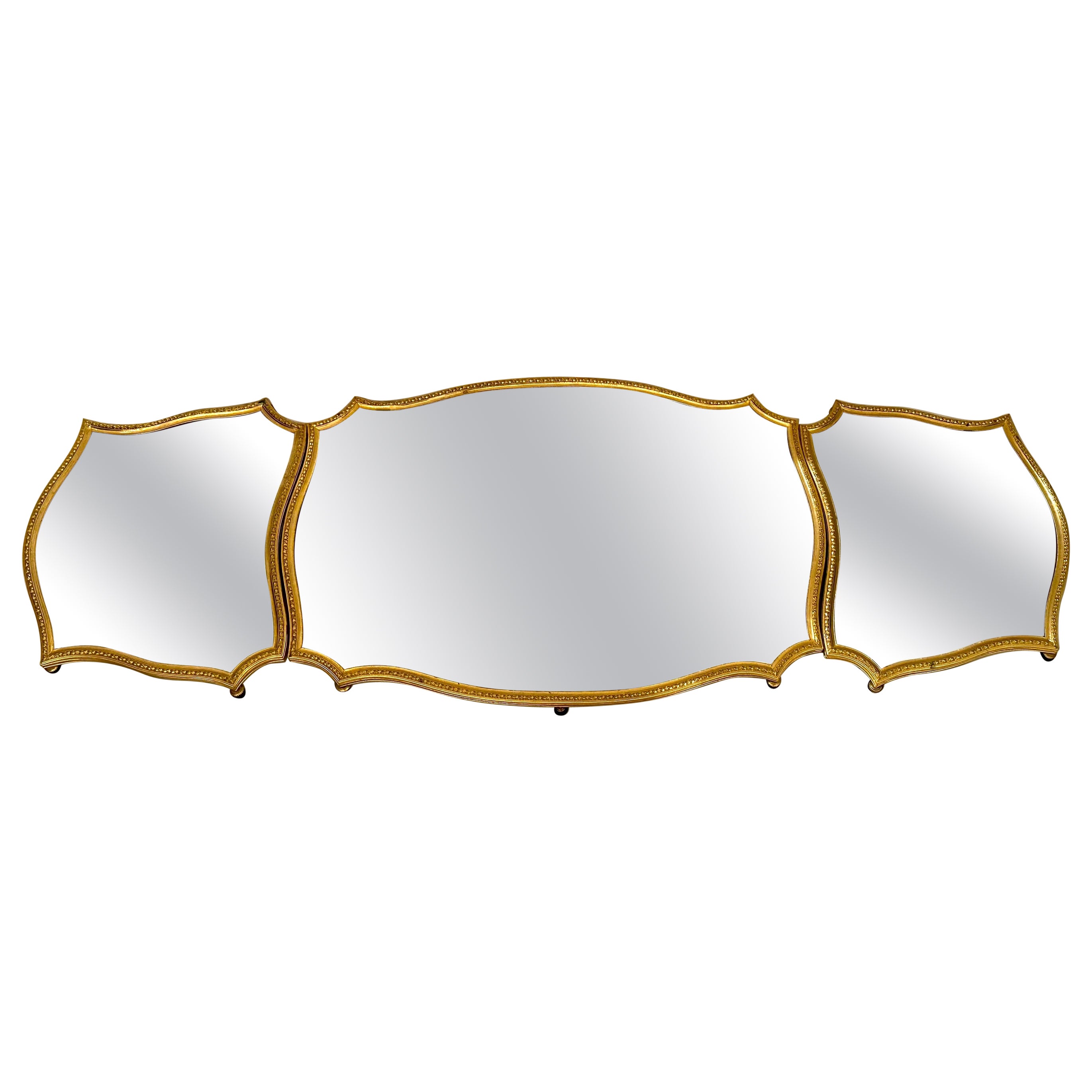 Antique French Bronze D
 Ore Three Piece Mirrored Plateau, Circa 1890.