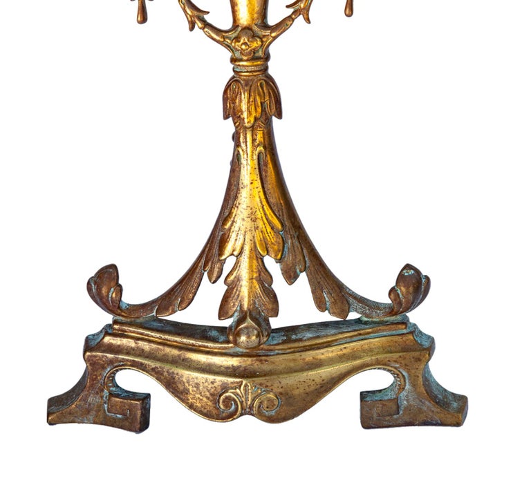 Antique French Bronze Decorative Fireplace Andirons For Sale at 1stDibs