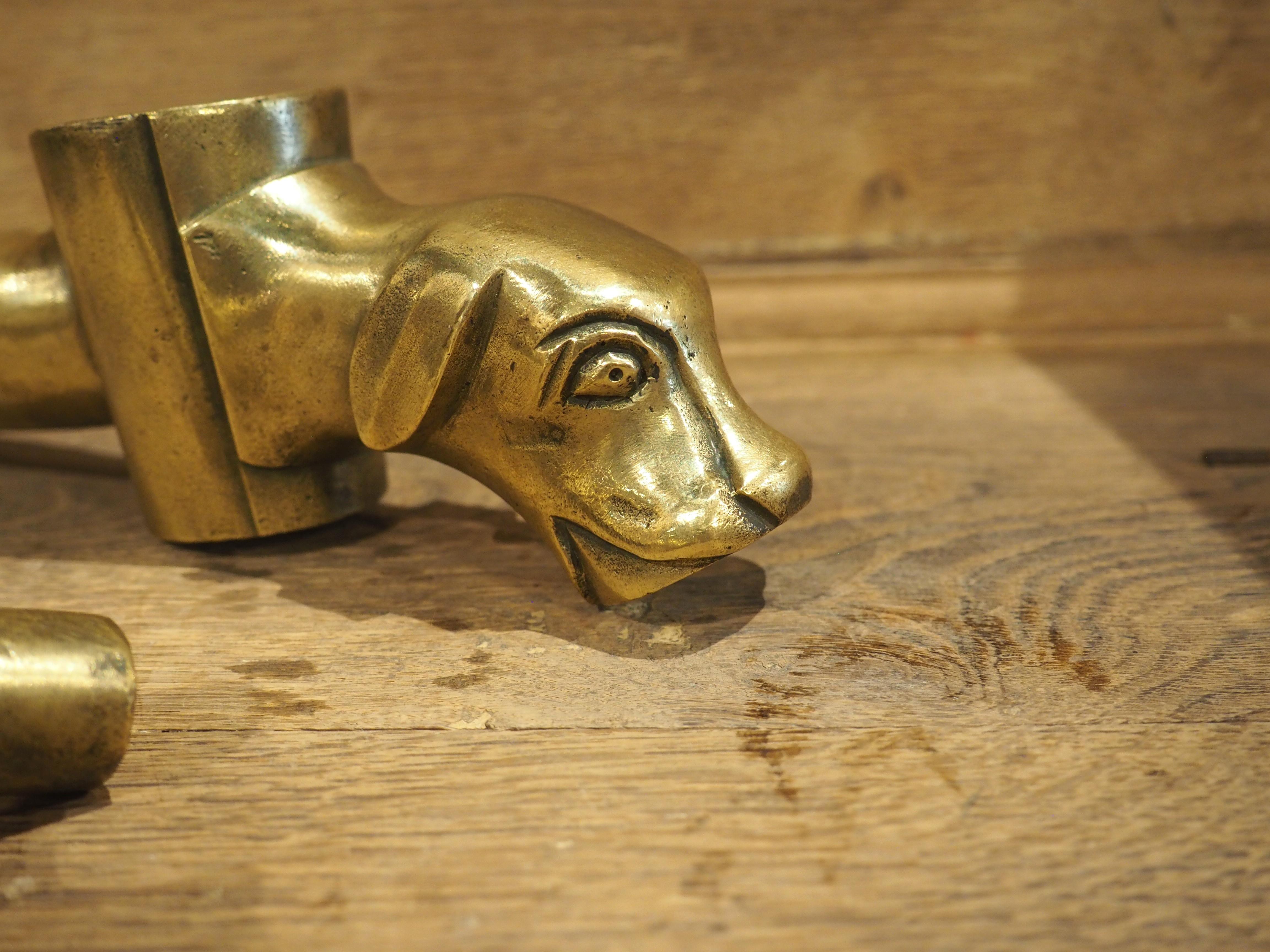 More information coming soon…

Dating to circa 1870, this French bronze fountain spout is in the form of a dog. Equipped with a T-handle that controls the flow of water through the one inch opening that is formed by the dog’s mouth.