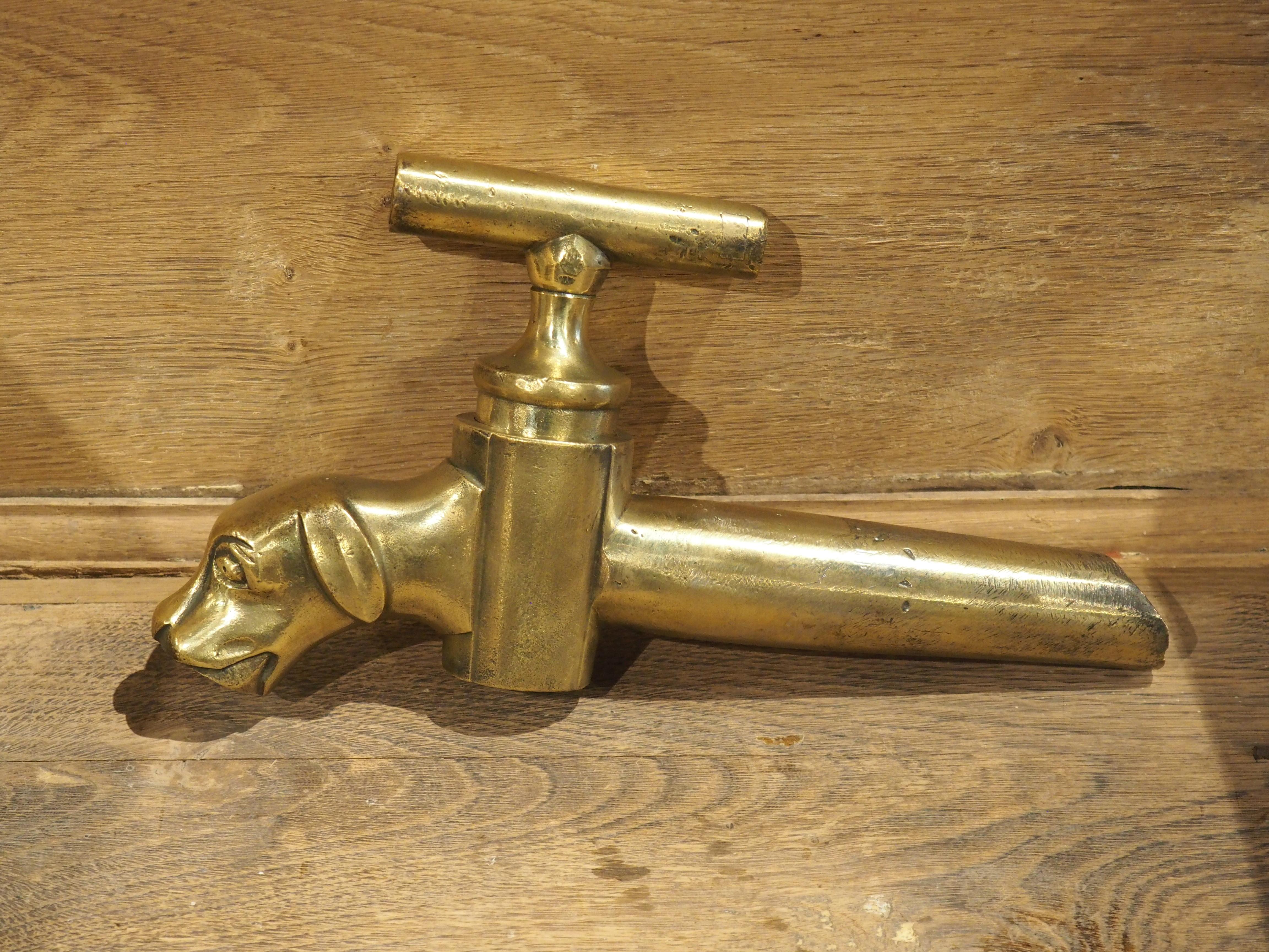 Antique French Bronze Dog Form Wine Barrel Spout, Circa 1870 For Sale 4