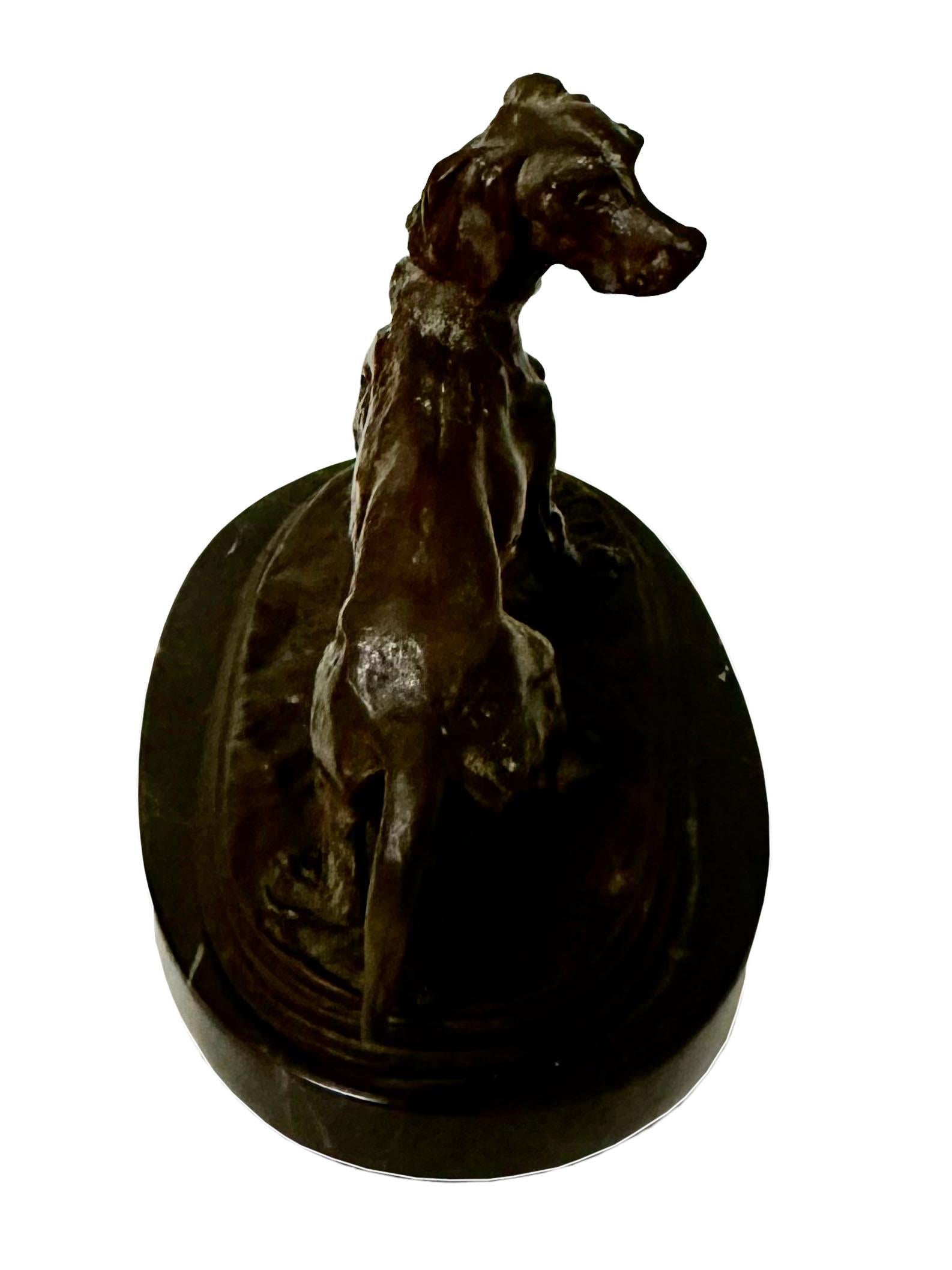 Antique French Bronze Dog Sculpture Signed 2