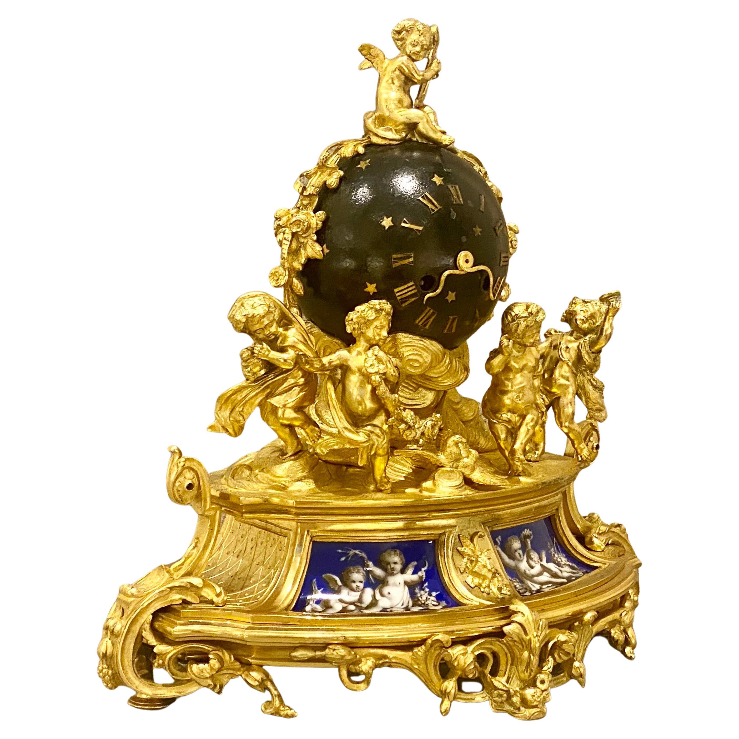 Antique French Bronze Dore 3 Piece Clock Set Cherubs Putti After Clodion Ca 1860 For Sale 3