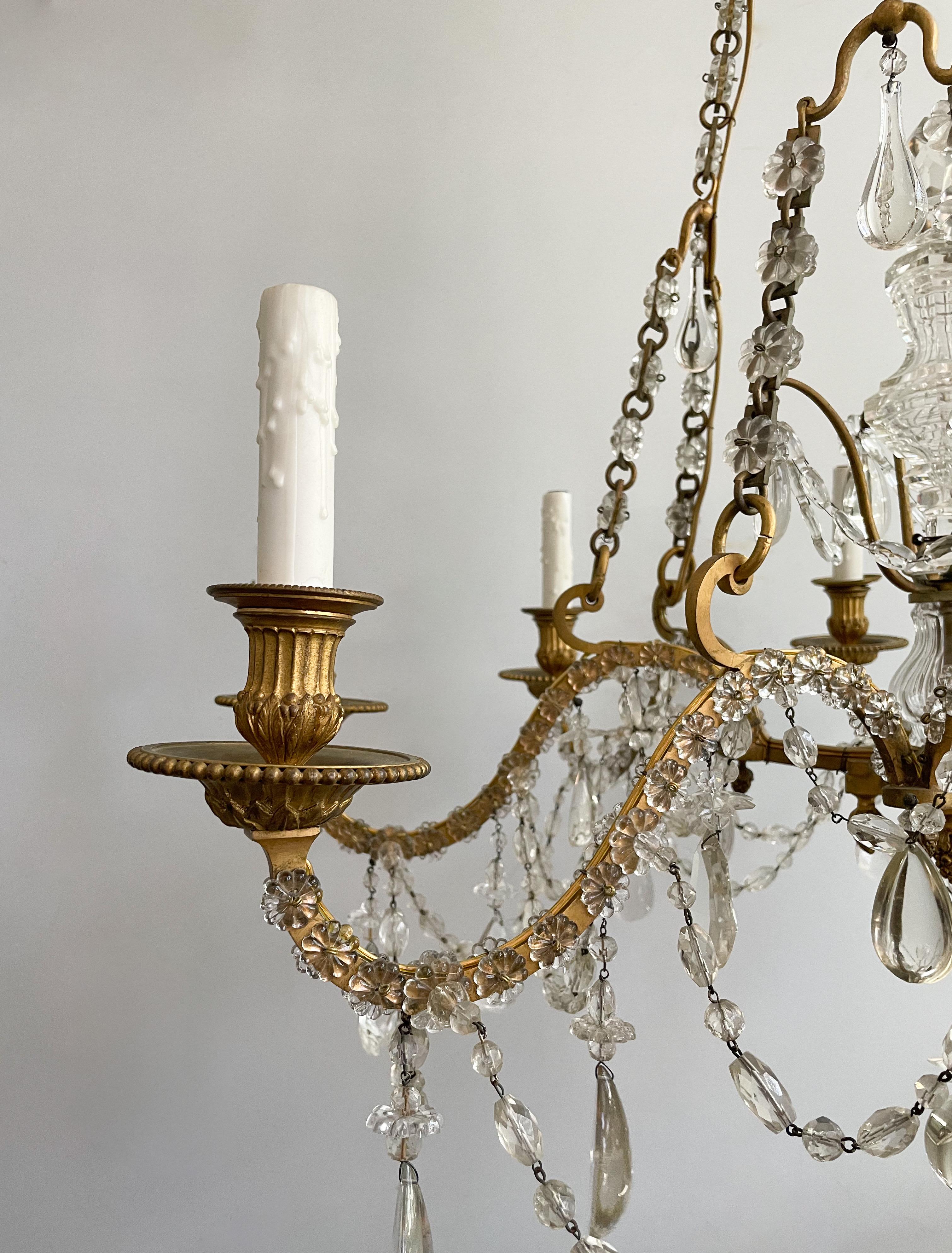 Antique French Bronze-Doré And Crystal Chandelier  4