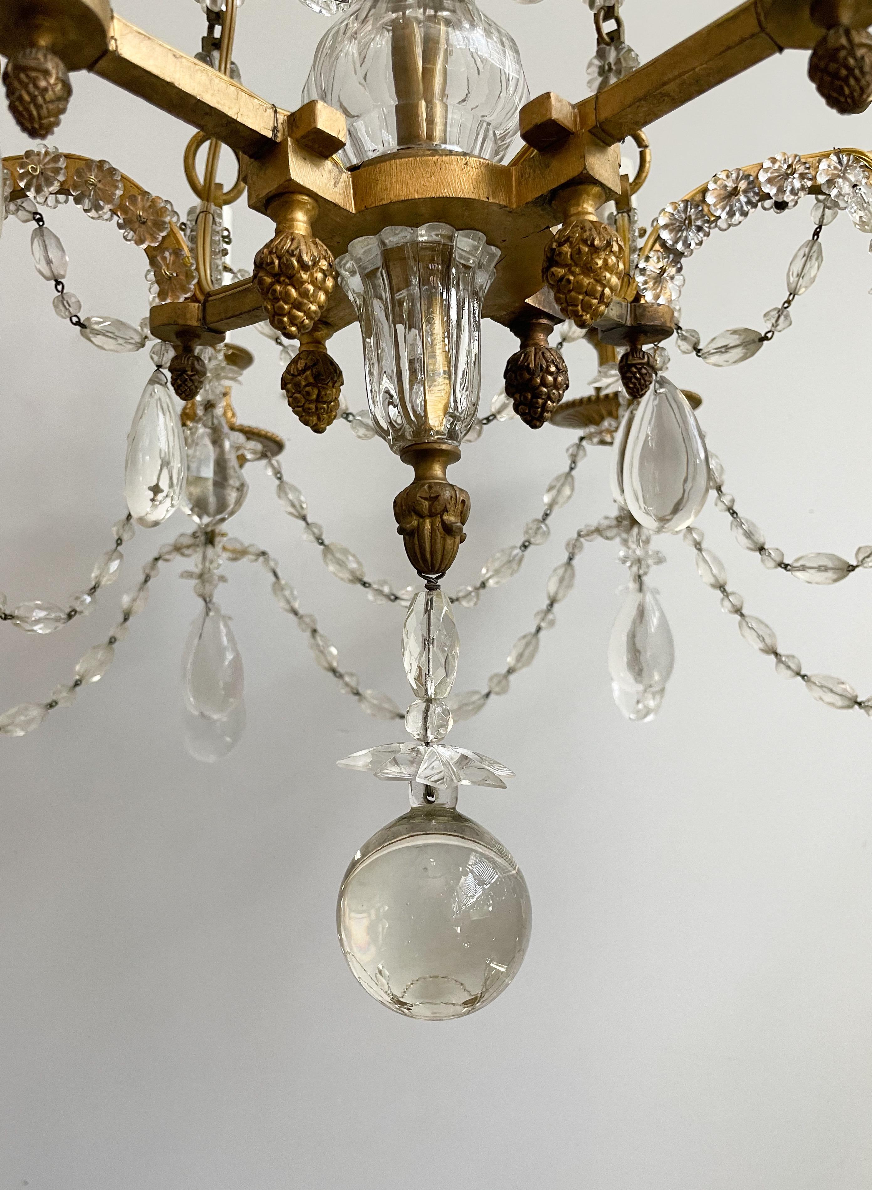 Antique French Bronze-Doré And Crystal Chandelier  5