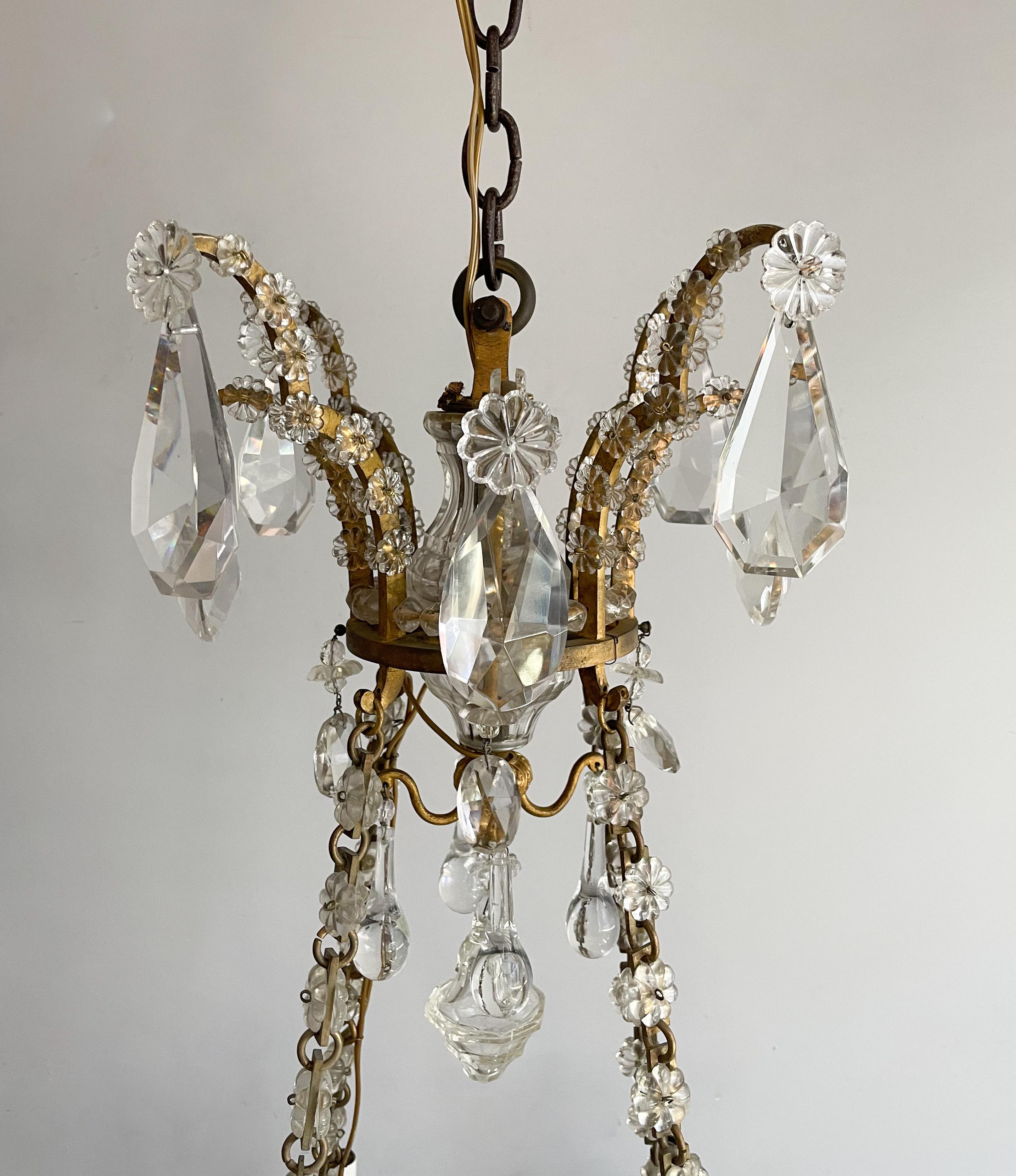 Louis XVI Antique French Bronze-Doré And Crystal Chandelier 