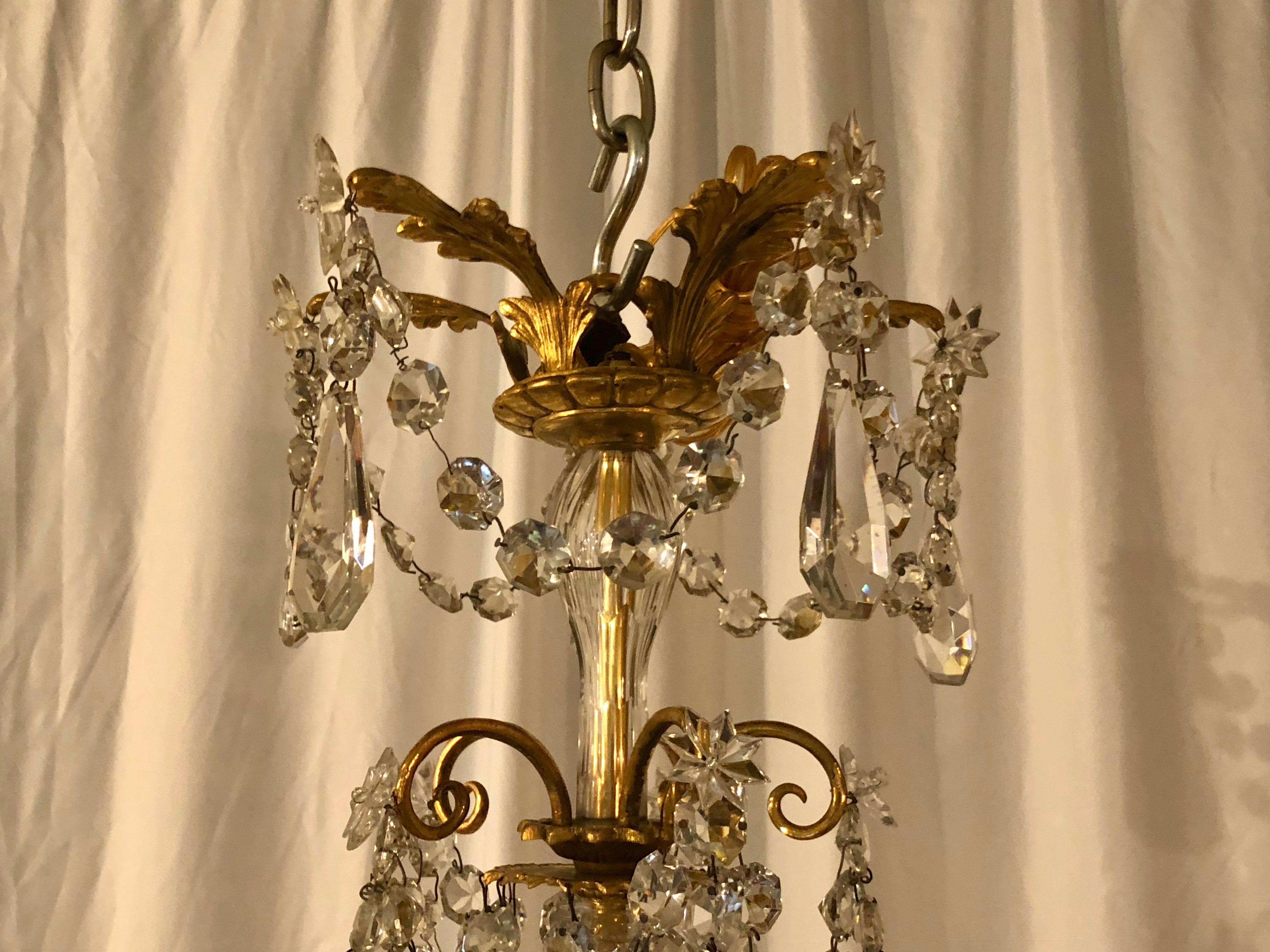 19th Century Antique French Bronze Doré and Crystal Chandelier