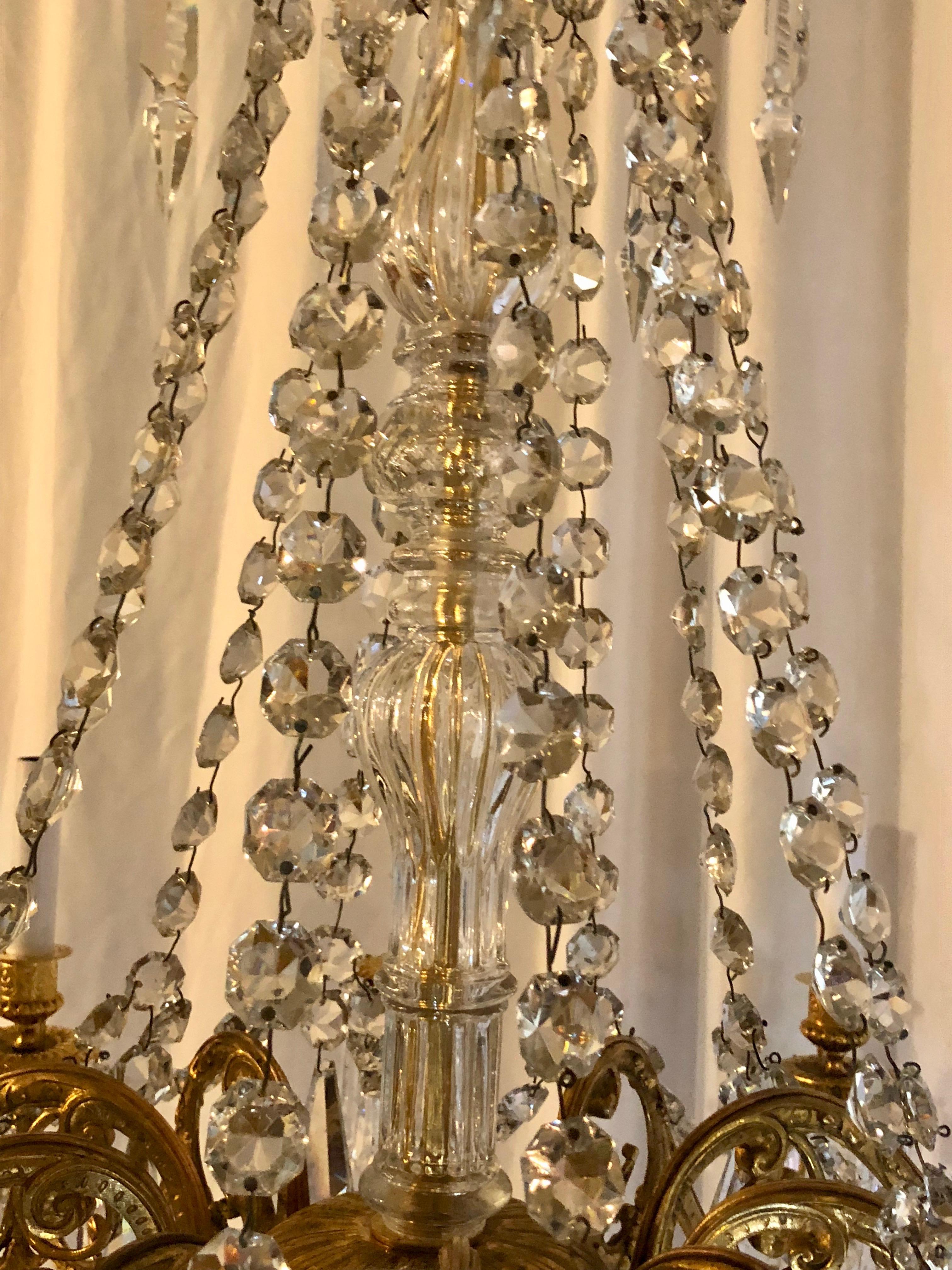 Antique French Bronze Doré and Crystal Chandelier 1