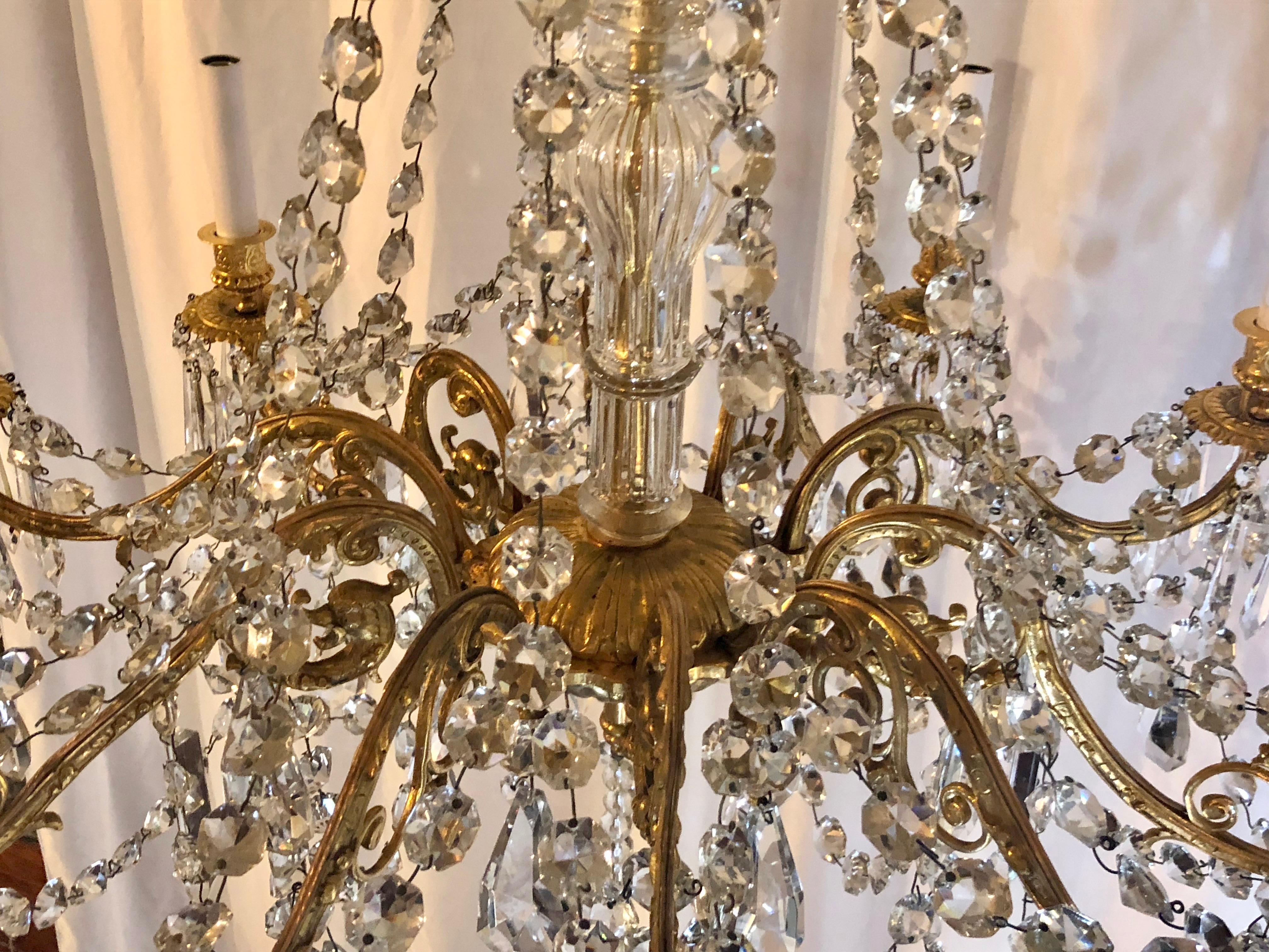 Antique French Bronze Doré and Crystal Chandelier 2