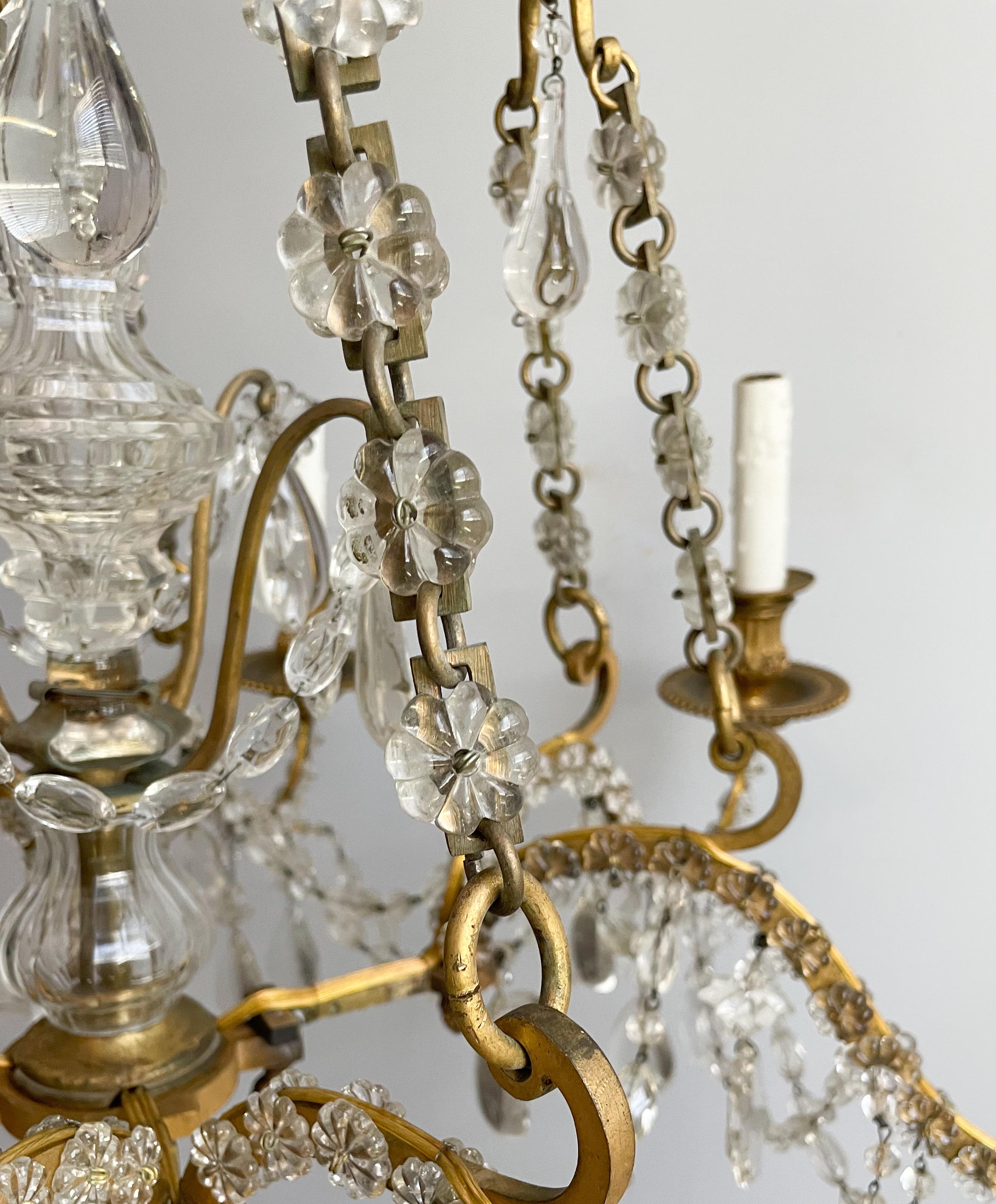 Antique French Bronze-Doré And Crystal Chandelier  3