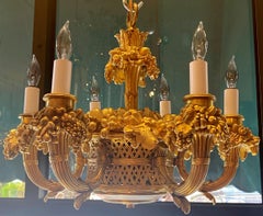Antique French Bronze D'Ore "Basket of Grapes" Chandelier, circa 1890-1900