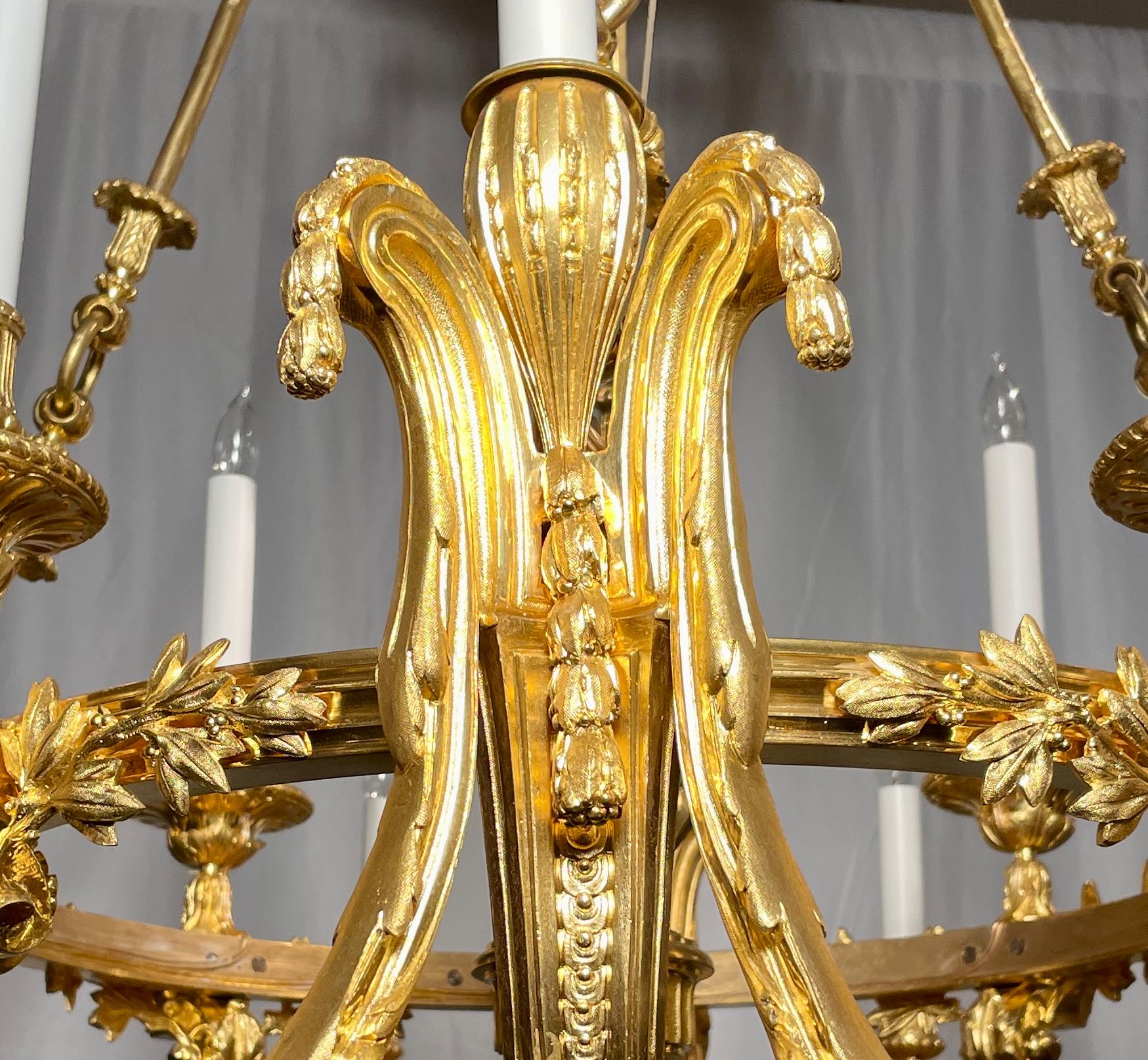 Français Lustre d'ore français ancien en bronze, vers 1880 en vente