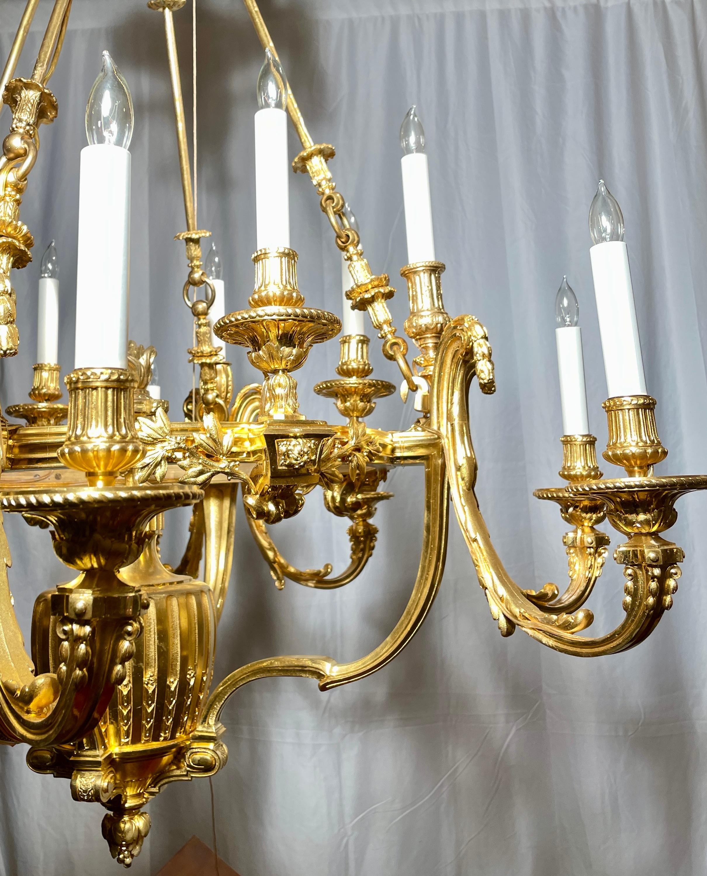 19th Century Antique French Bronze D'ore Chandelier, Circa 1880 For Sale