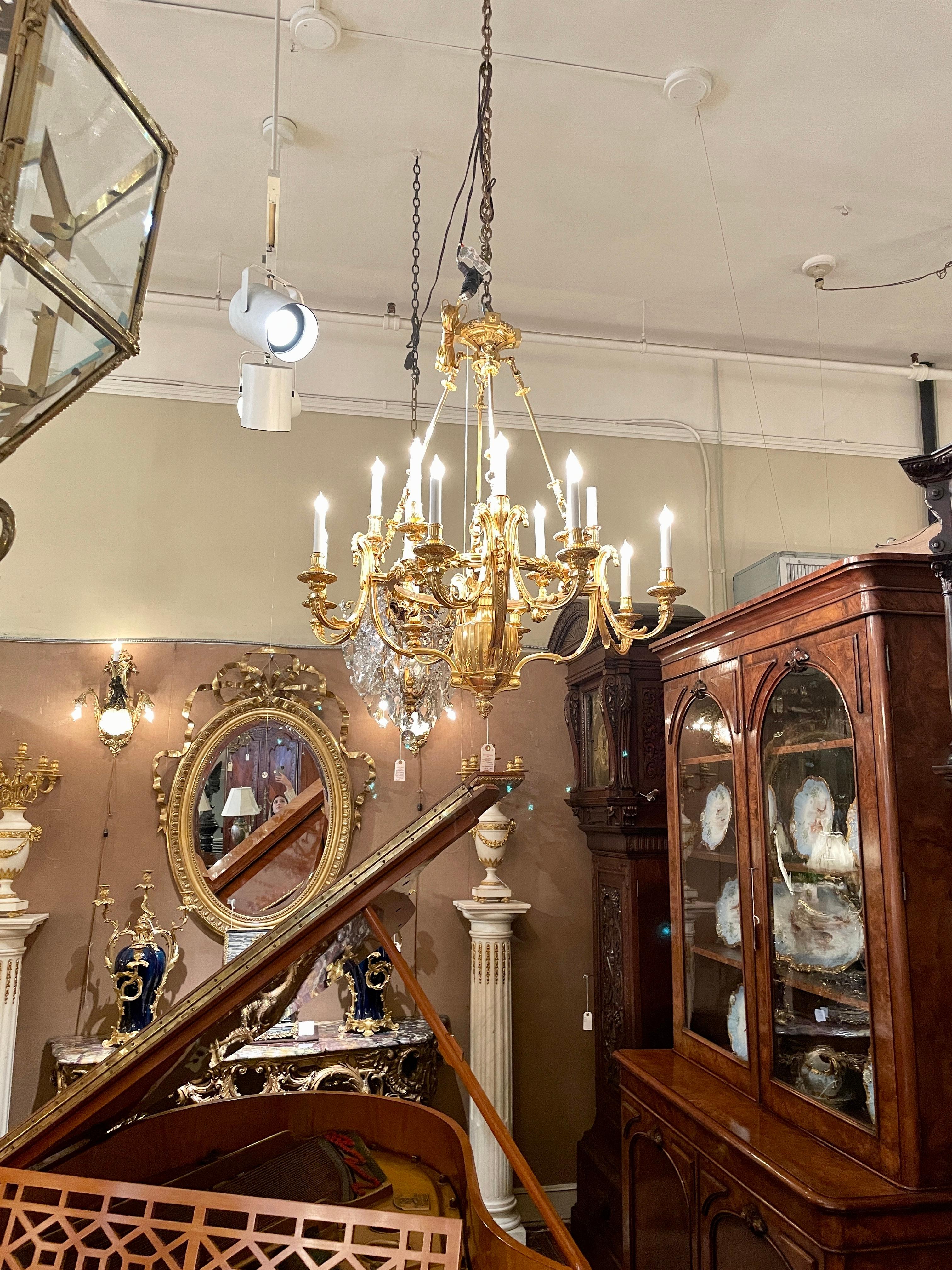 Antique French Bronze D'ore Chandelier, Circa 1880 For Sale 1