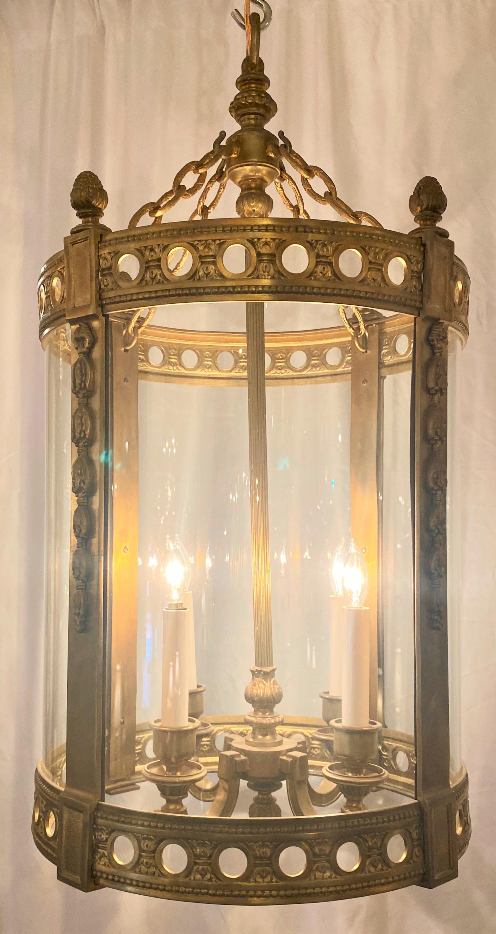 Francese Antique French Bronze Doré Chateau Lantern, circa 1850-1870 in vendita