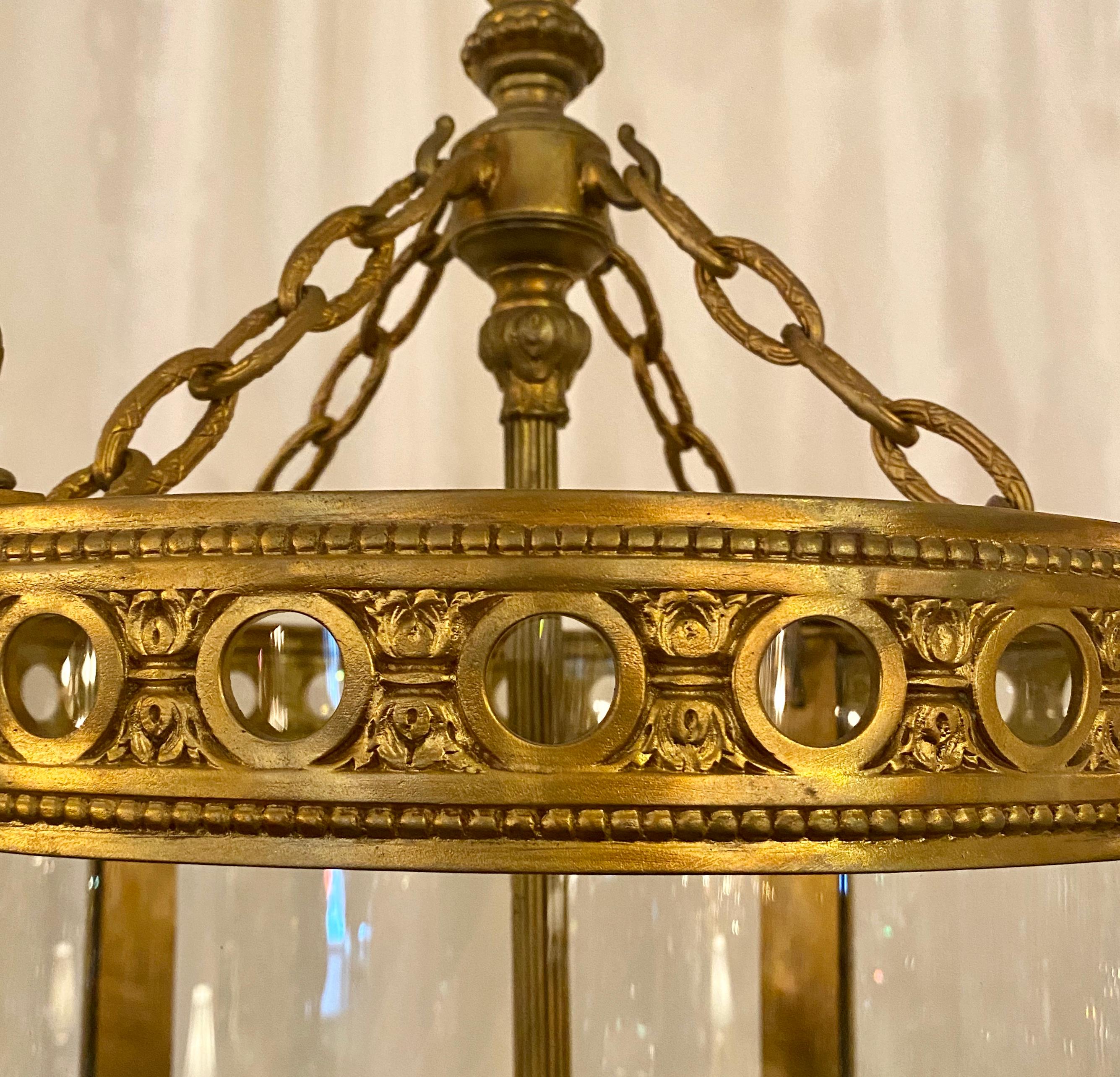 19th Century Antique French Bronze Doré Chateau Lantern, circa 1850-1870 For Sale