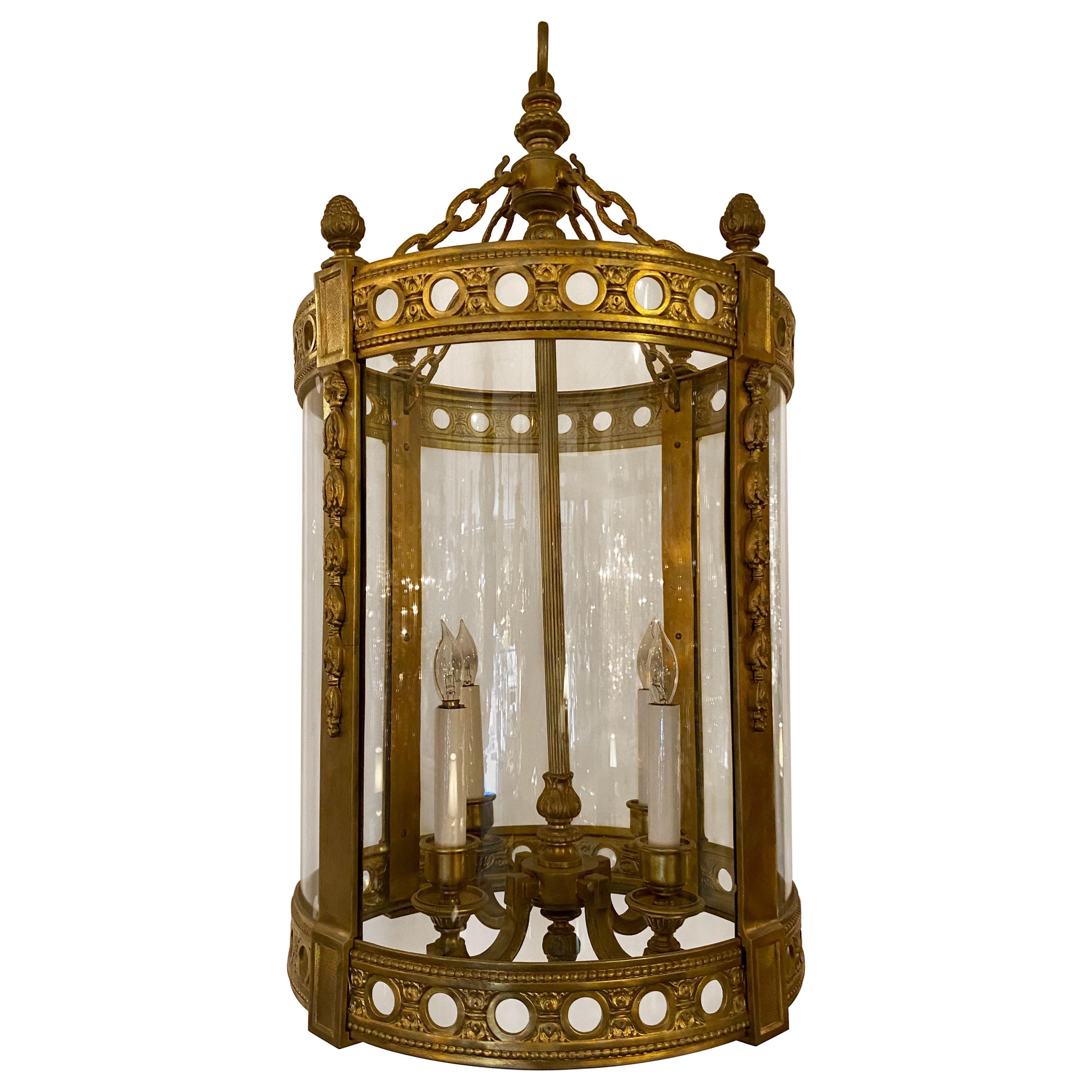 Antique French Bronze Doré Chateau Lantern, circa 1850-1870 For Sale
