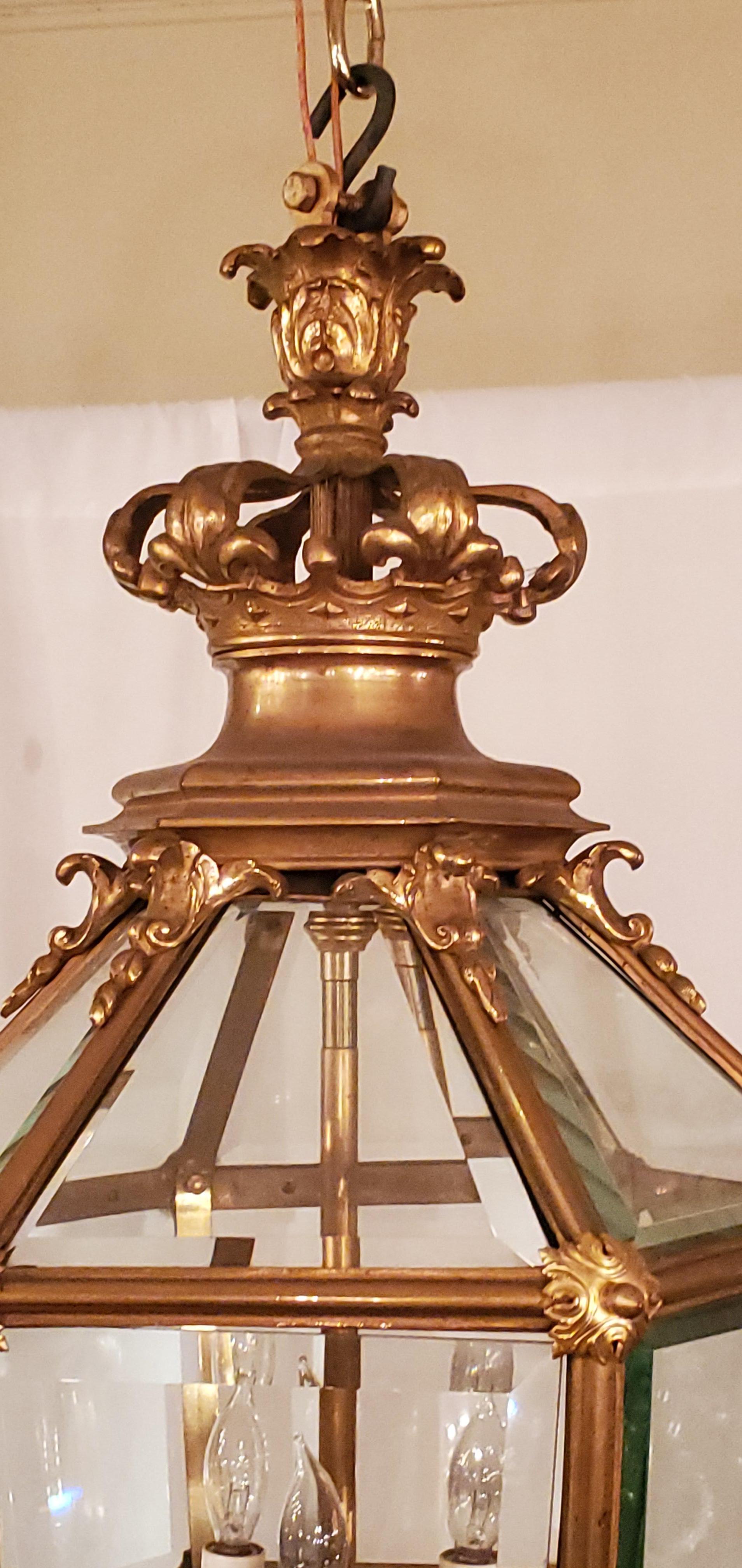 Antique French bronze D'ore Chateau lantern.