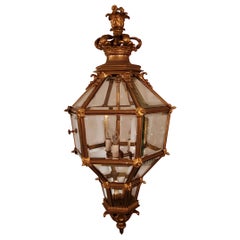 Antique French Bronze D'ore Chateau Lantern
