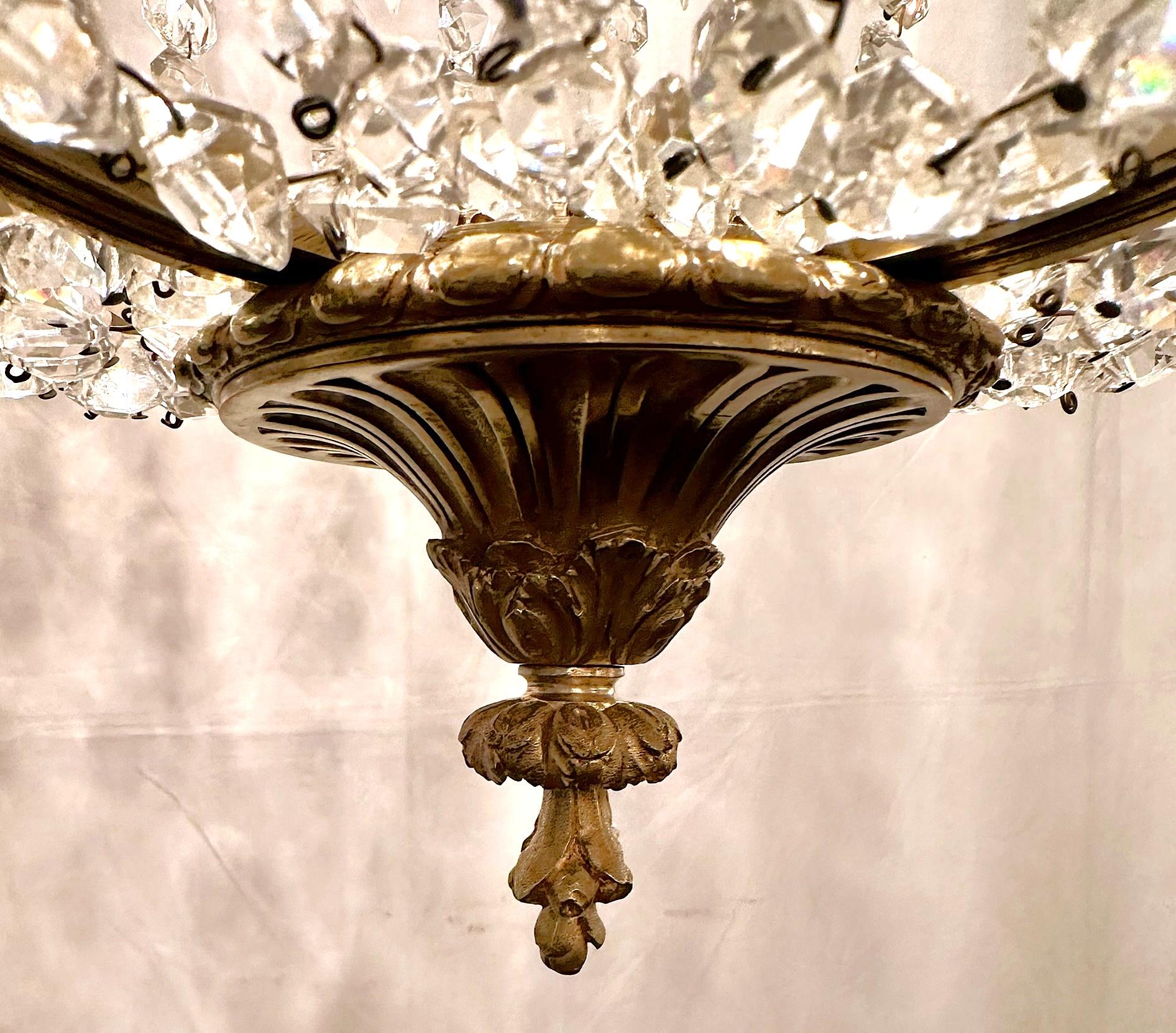 Antique French Bronze D'Oré & Crystal Chandelier with Jasperware Plaques C 1890. For Sale 6