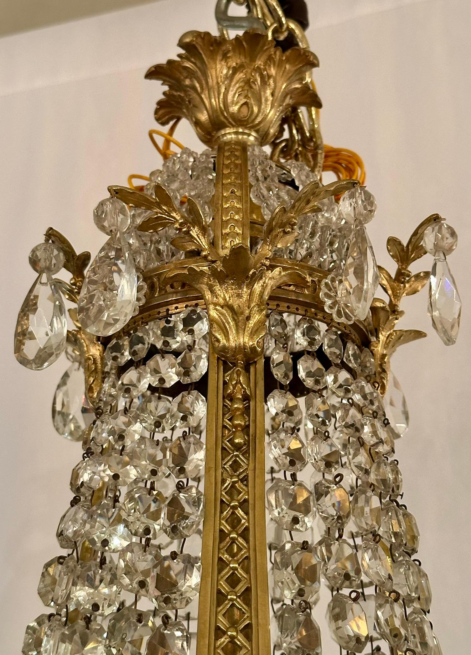 Antique French Bronze D'Oré & Crystal Chandelier with Jasperware Plaques C 1890. In Good Condition For Sale In New Orleans, LA