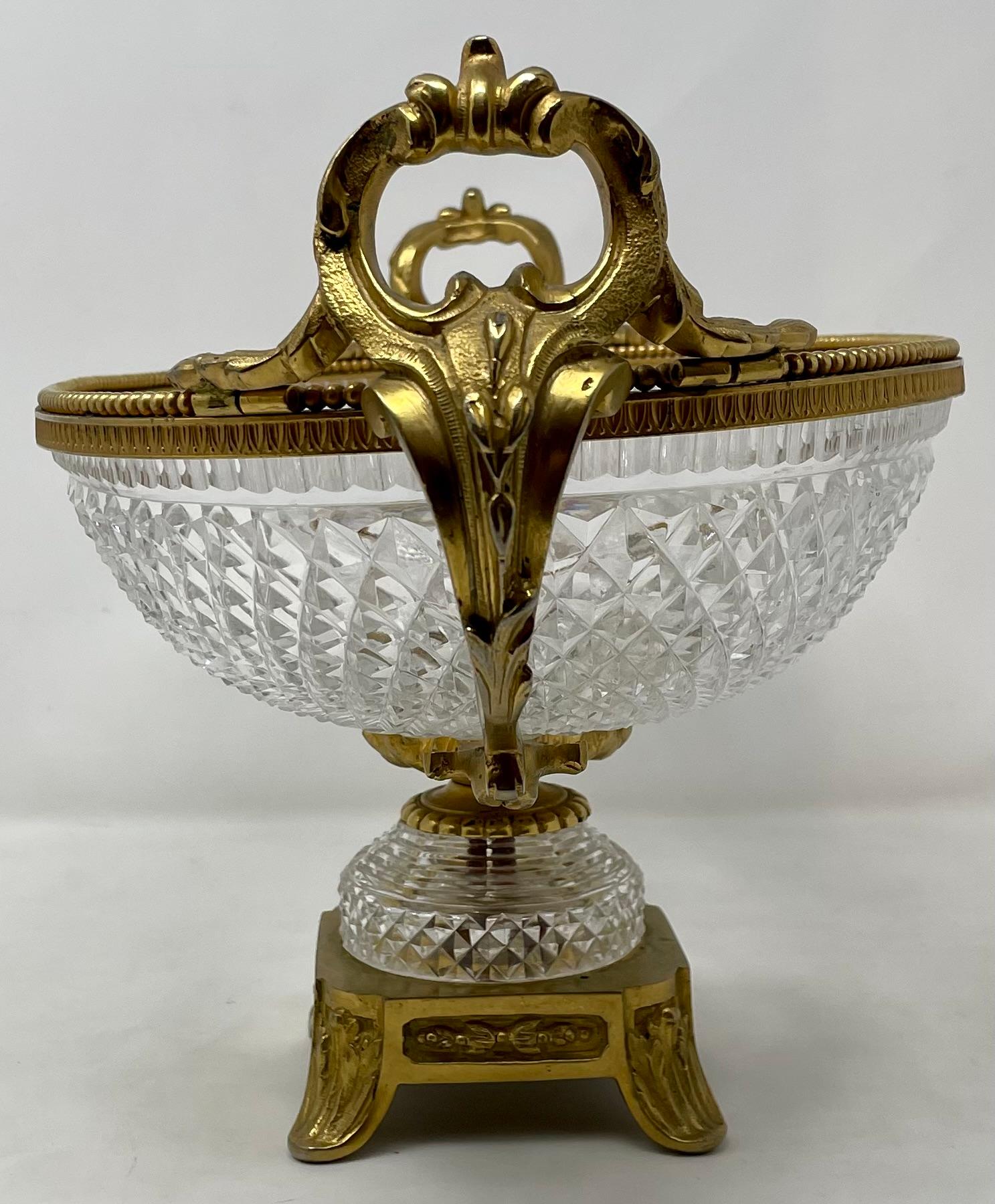 Antique French Bronze D'ore Cut Crystal Centerpiece In Good Condition For Sale In New Orleans, LA